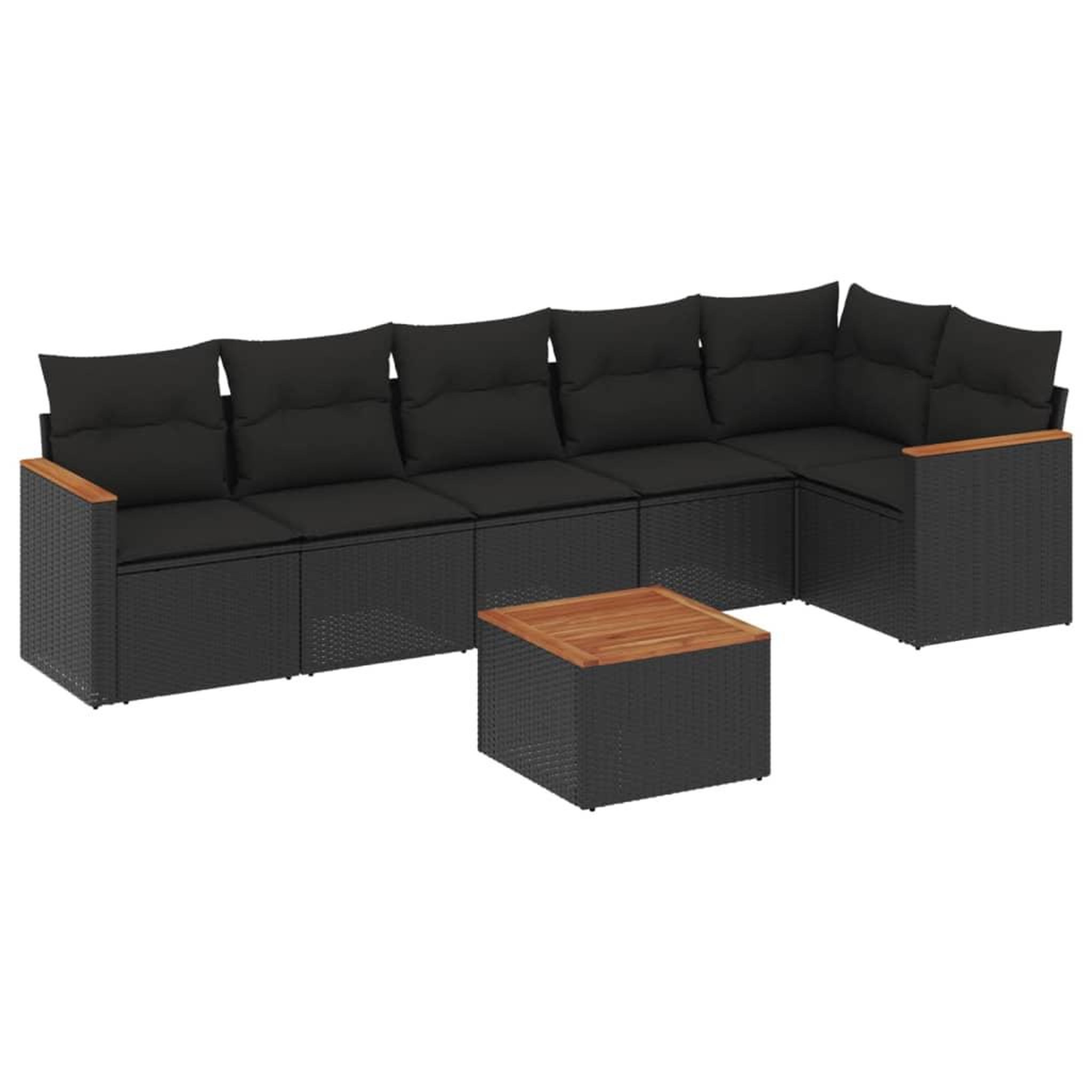Voir la diapositive 2 : VIDAXL Salon de jardin 7 pcs avec coussins noir resine tressee