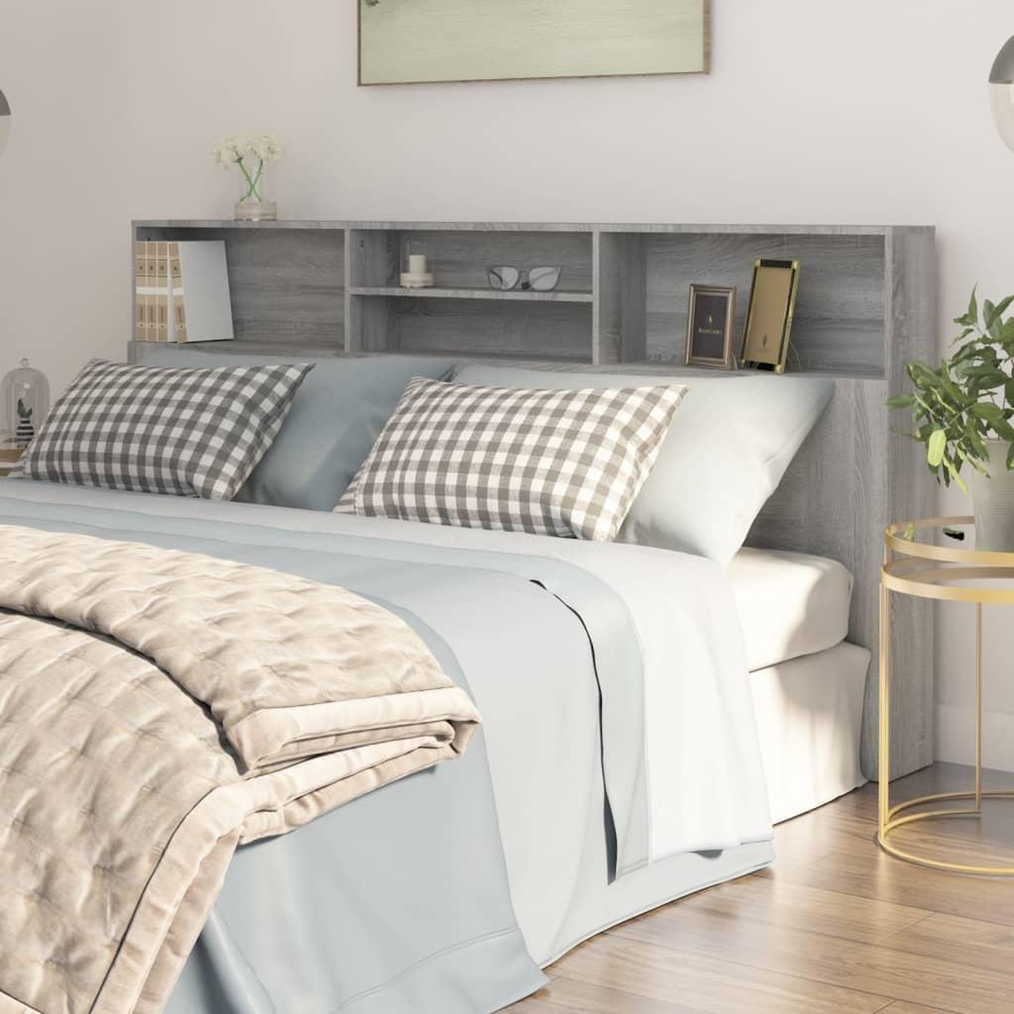 Voir la diapositive 1 : VIDAXL Armoire de tete de lit Sonoma gris 200x19x103,5 cm