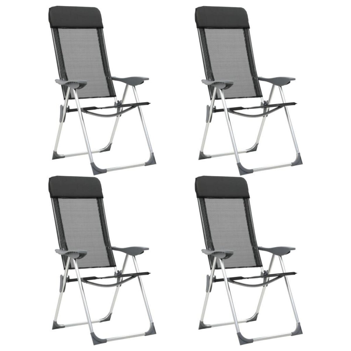 VIDAXL Chaises pliables de camping lot de 4 Noir Aluminium