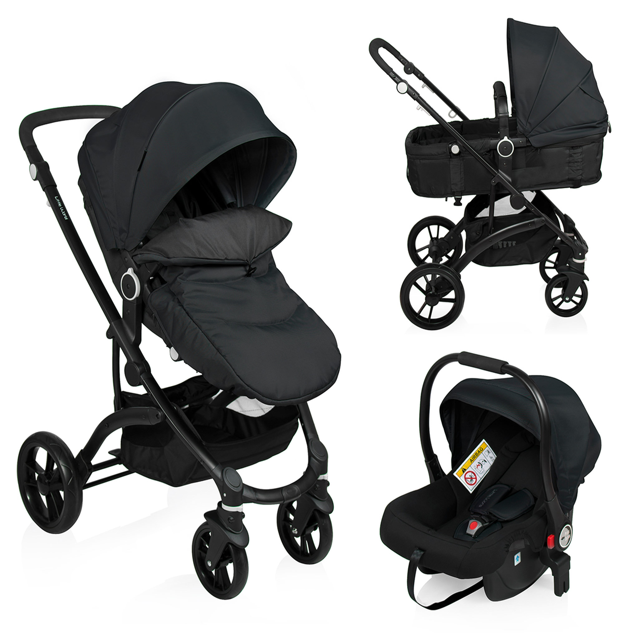 Voir la diapositive 1 : LITTLE WORLD Poussette combinée 3 en 1 City Walker noire