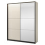 Voir la diapositive 2 : BEST MOBILIER Kimi - armoire - 2 portes coulissantes - led et miroir inclus - 220x221 cm