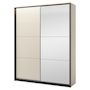 Voir la diapositive 2 : BEST MOBILIER Kimi - armoire - 2 portes coulissantes - led et miroir inclus - 220x221 cm
