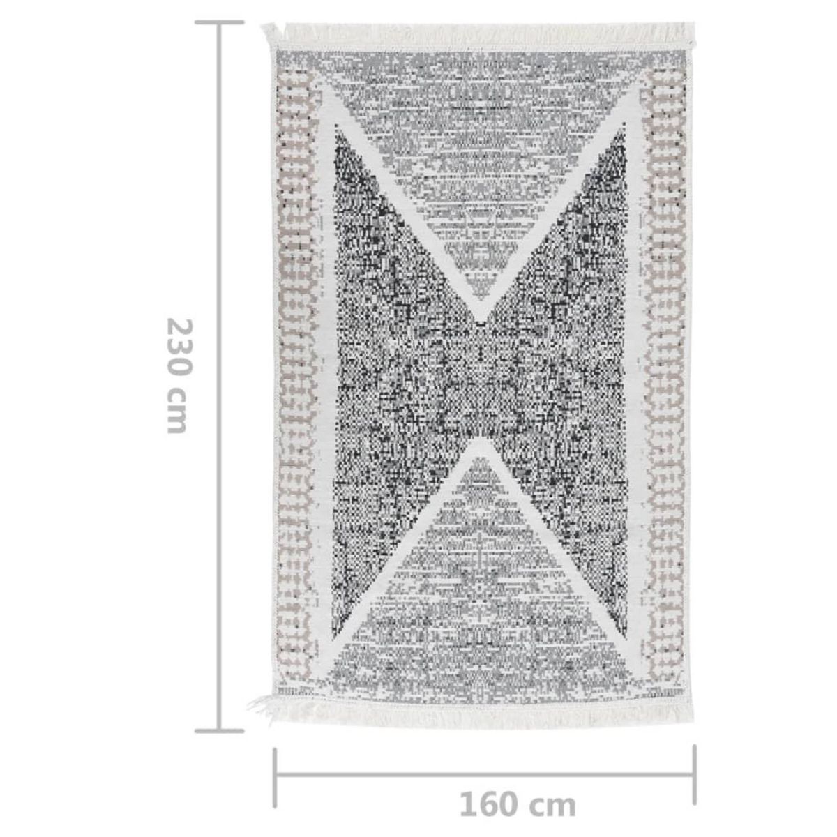 VIDAXL Tapis Noir et gris 160x230 cm Coton