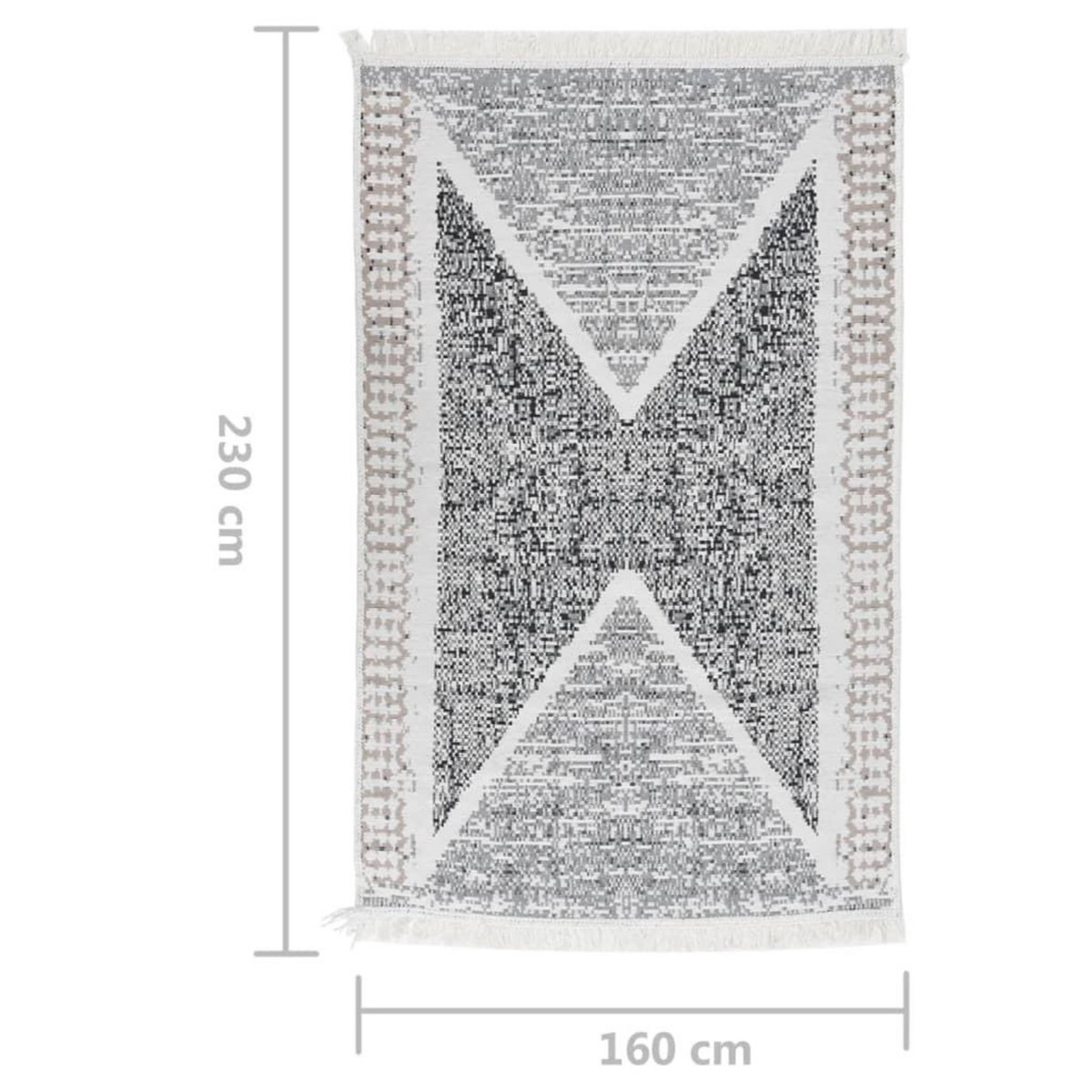 VIDAXL Tapis Noir et gris 160x230 cm Coton