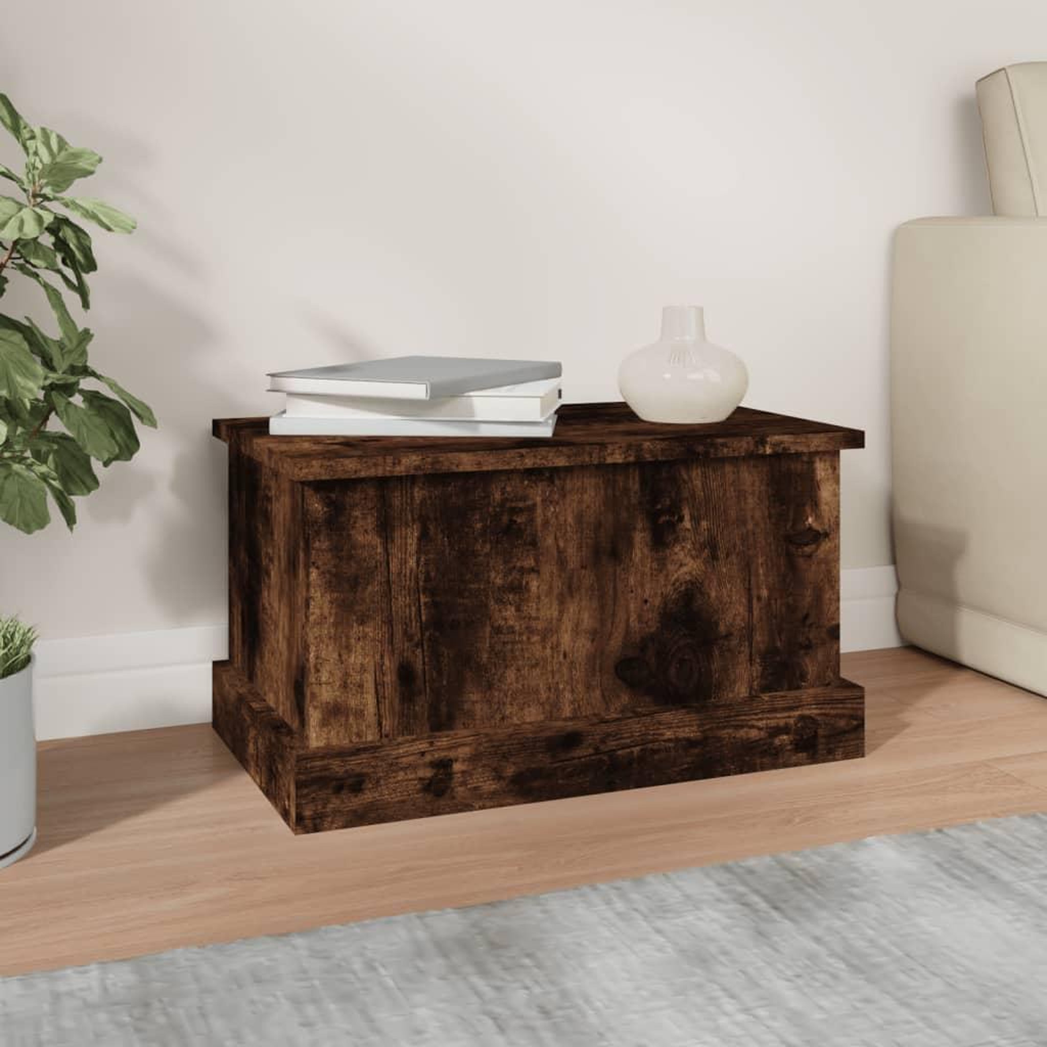 Voir la diapositive 3 : VIDAXL Boîte de rangement chene fume 50x30x28 cm bois d'ingenierie