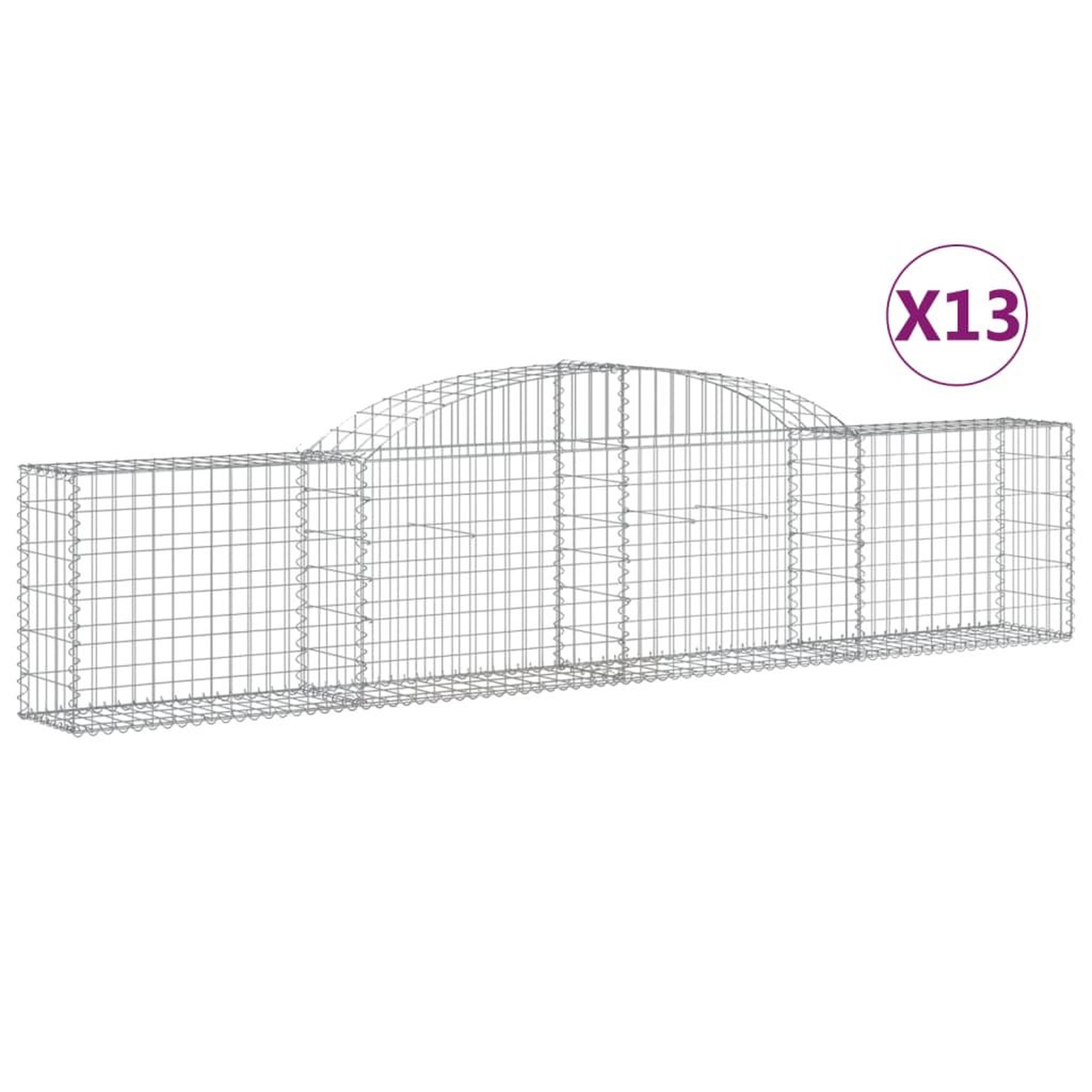 Voir la diapositive 2 : VIDAXL Paniers a gabions arques 13 pcs 300x30x60/80 cm Fer galvanise