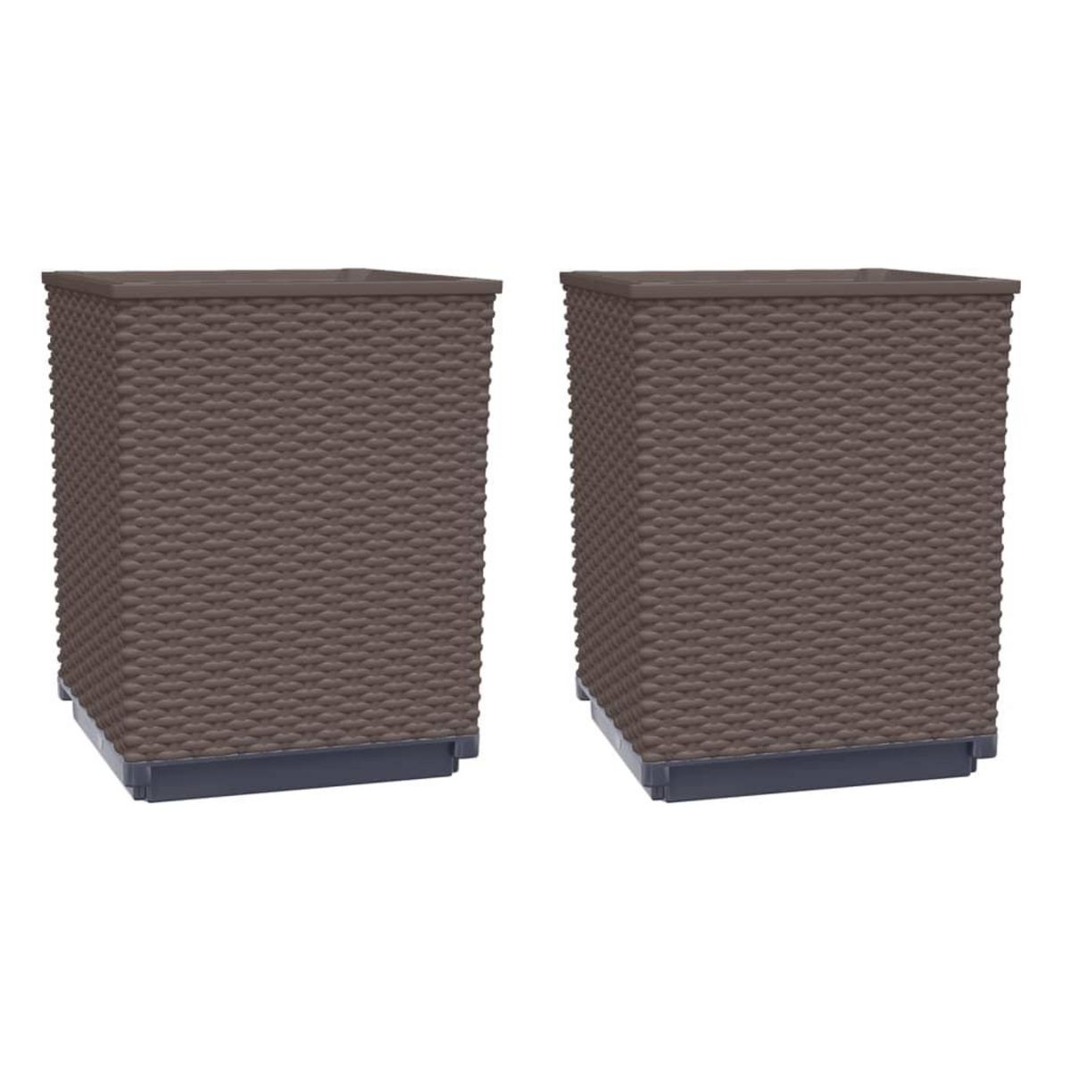 VIDAXL Jardinieres 2 pcs marron 30x30x37 cm polypropylene