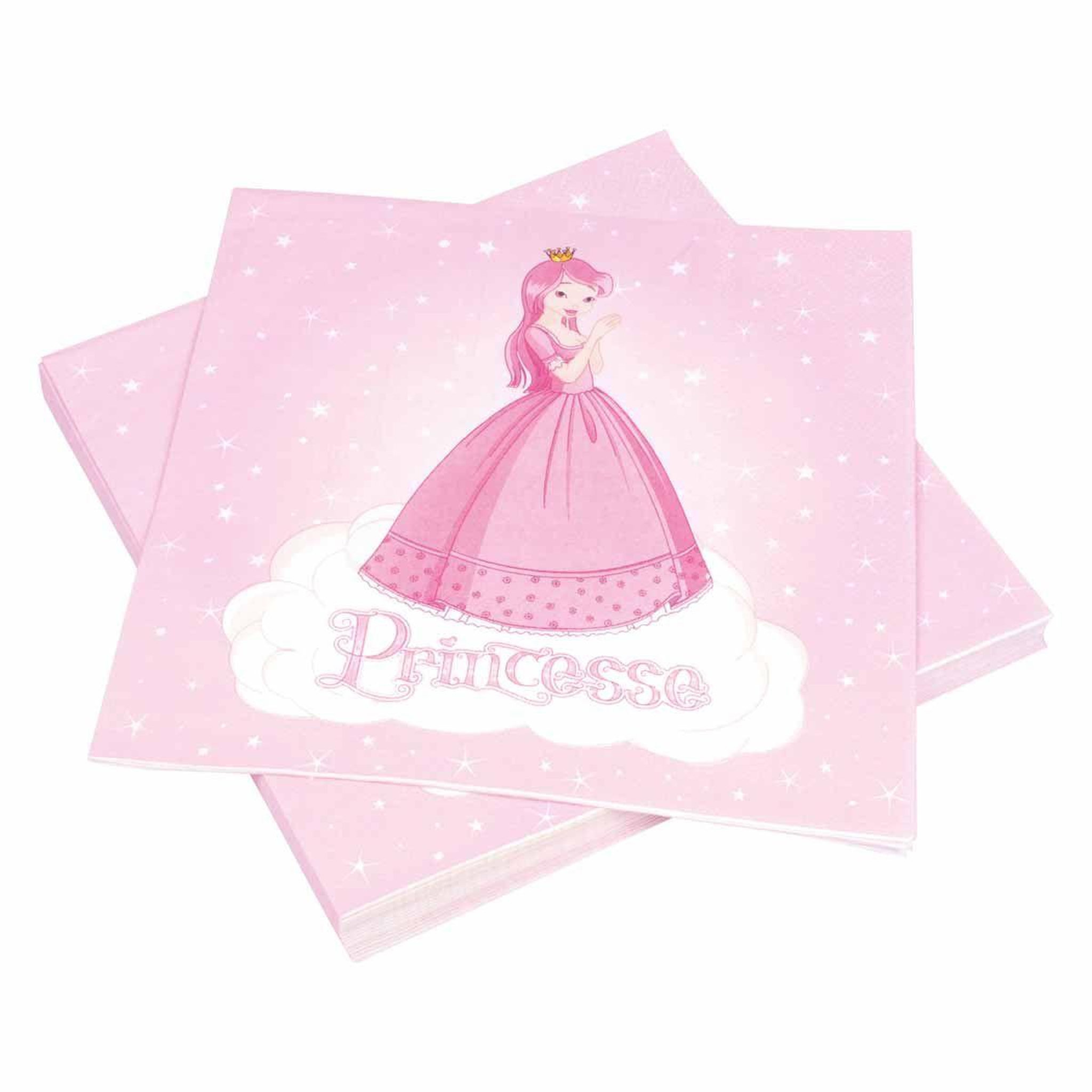 HOMEA Lot de 20 serviettes en papier  princesse  33x33cm rose