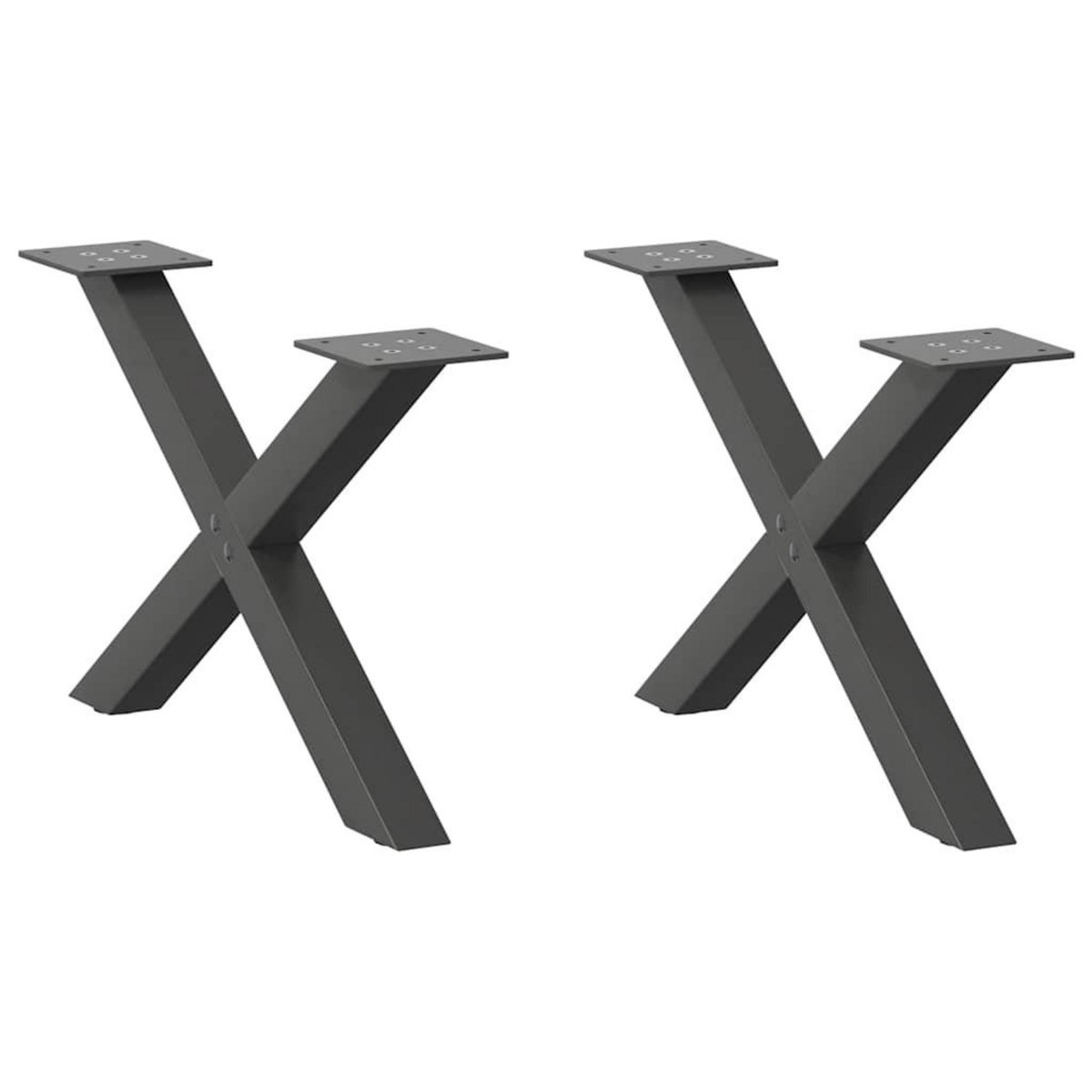 VIDAXL Pieds de table basse forme de X 2 pcs anthracite 50x(30-31) cm
