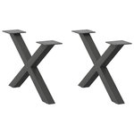 VIDAXL Pieds de table basse forme de X 2 pcs anthracite 50x(30-31) cm