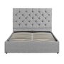Cadre de lit coffre avec grande tête de lit capitonnée en tissu gris clair 140x190 DAVID