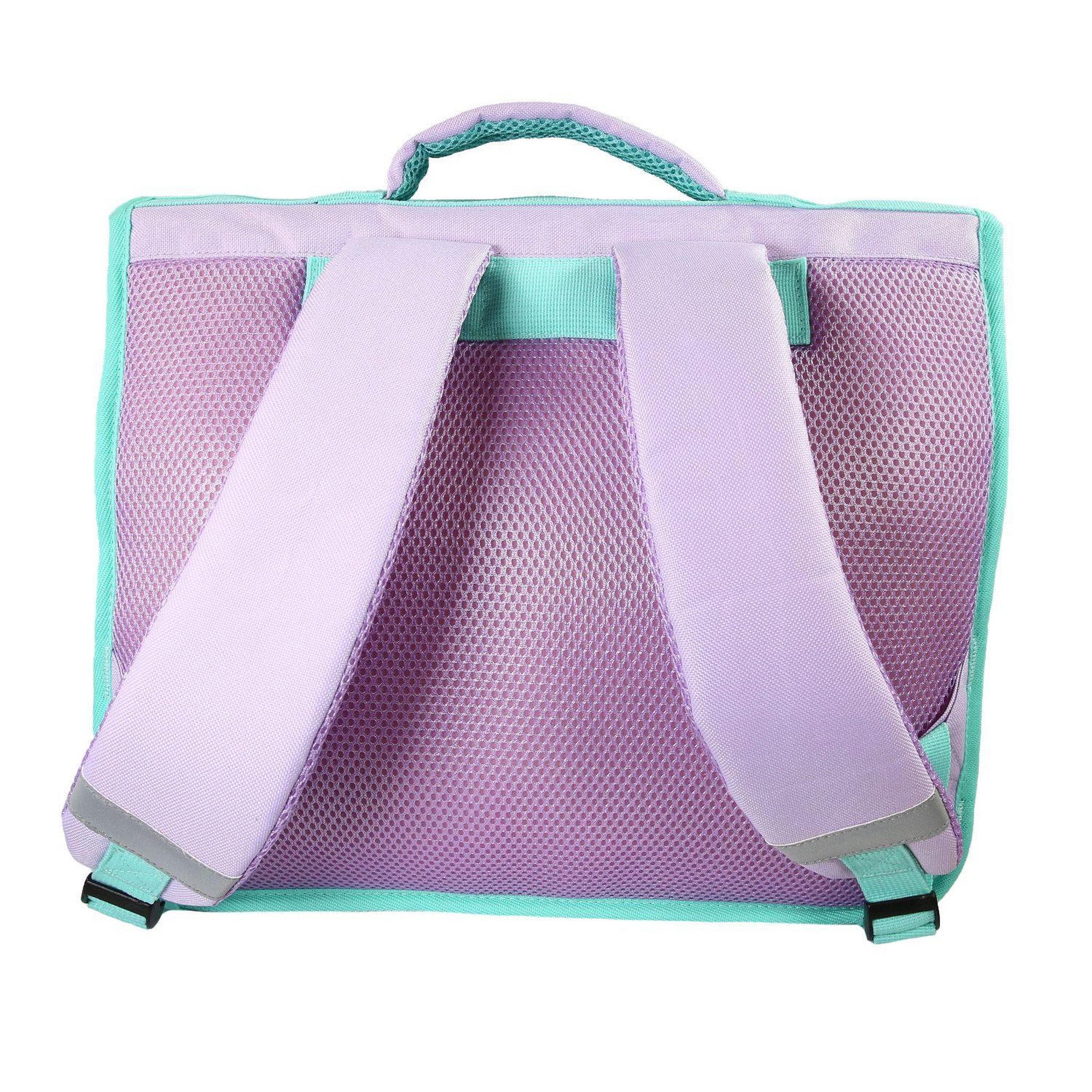 Voir la diapositive 5 : Bagtrotter Bagtrotter - La Reine des Neiges - Frozen - Disney - Cartable 38cm  -  Violet  - 2 Compartiments  - 1 Poche Sous Rabat - Bretelles Matelassés - Fond Renforcé - Dos Matelassé -  Rabat Réversible - 38x13x34cm - Matière Polyester - Cartable Scolaire Pri