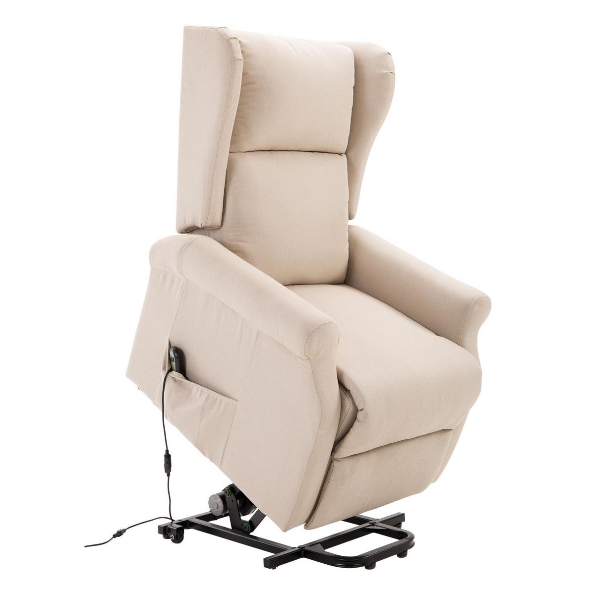 HOMCOM Fauteuil de relaxation électrique fauteuil releveur inclinable avec repose-pied ajustable lin beige