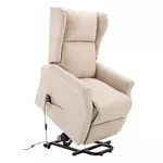 HOMCOM Fauteuil de relaxation électrique fauteuil releveur inclinable avec repose-pied ajustable lin beige