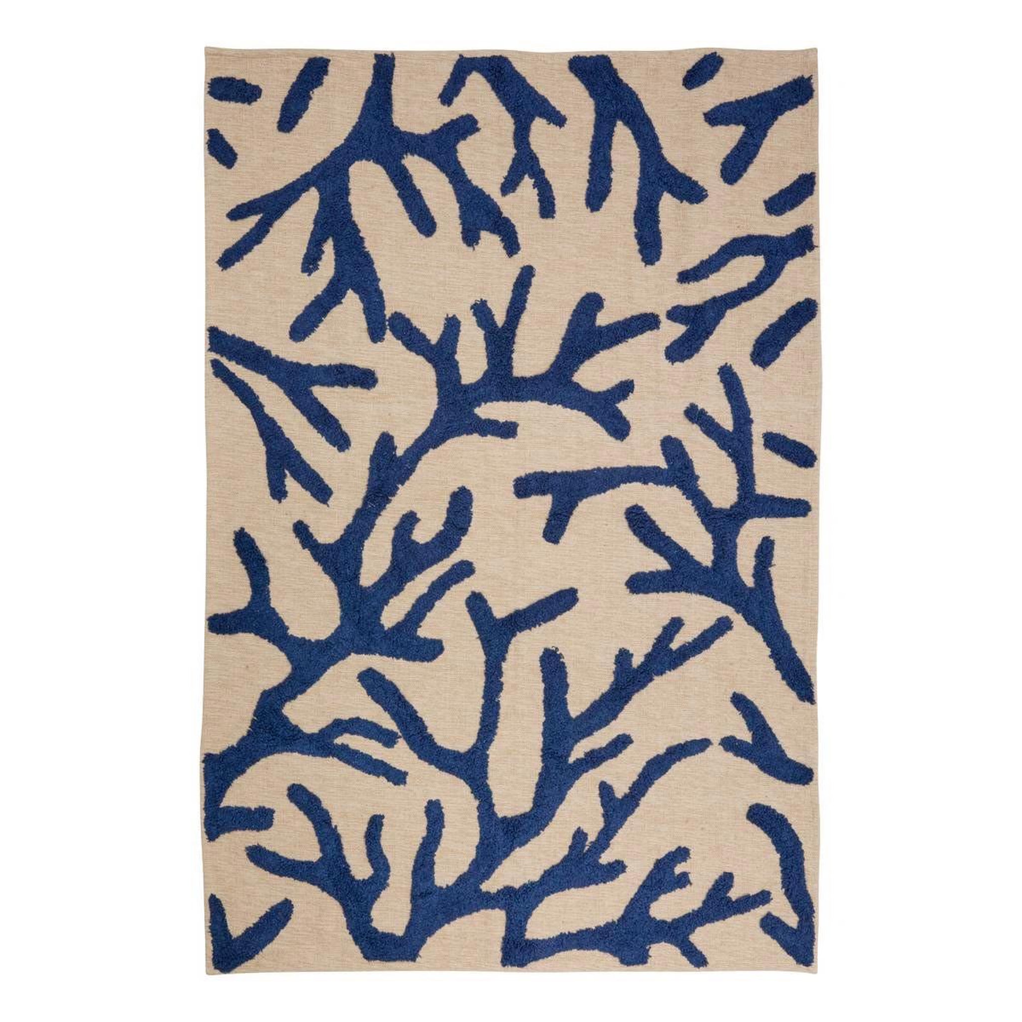ATMOSPHERA Tapis à motifs coraux  océania  120x170cm bleu