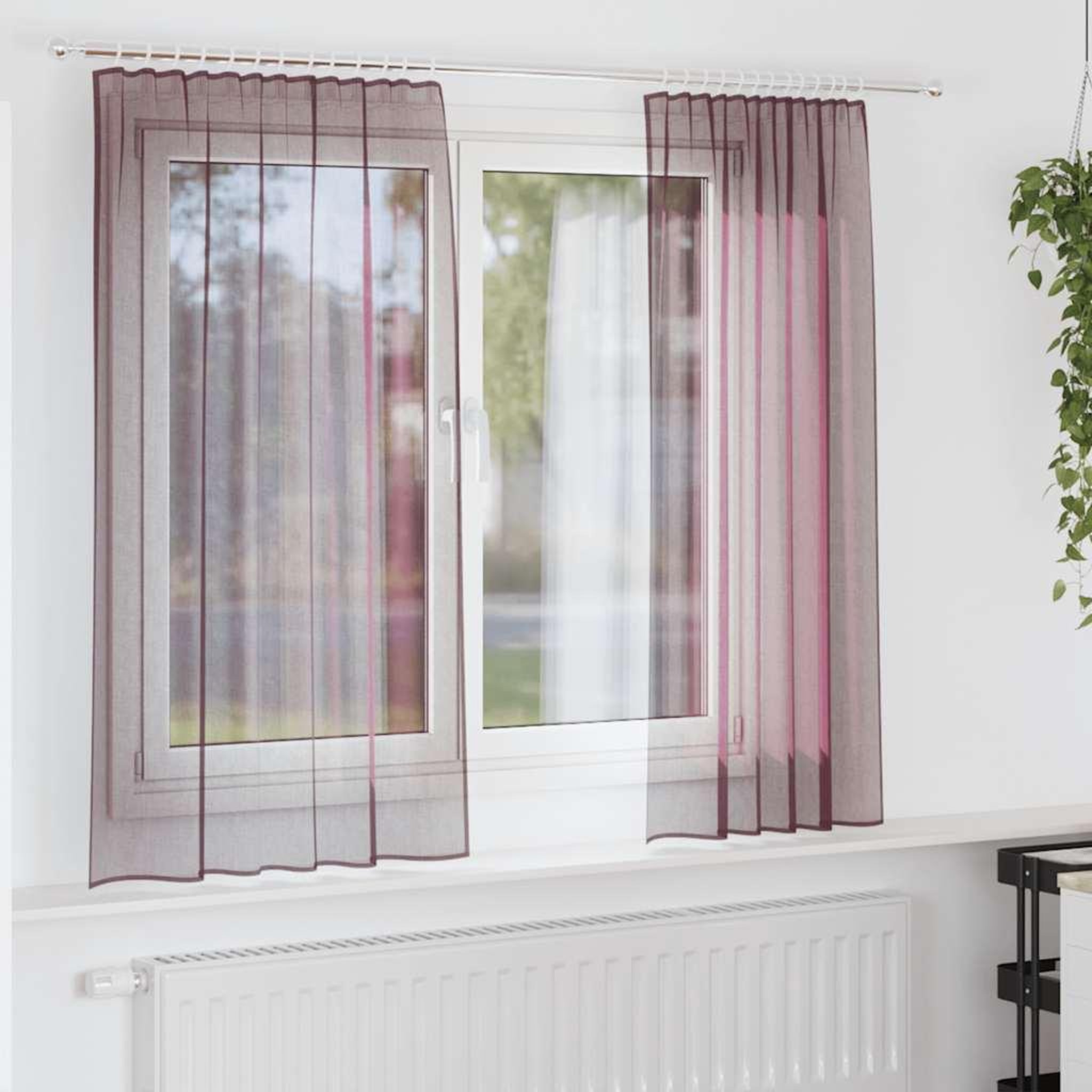 VIDAXL Rideaux en voile avec boucles 2 pcs violet 140x175 cm