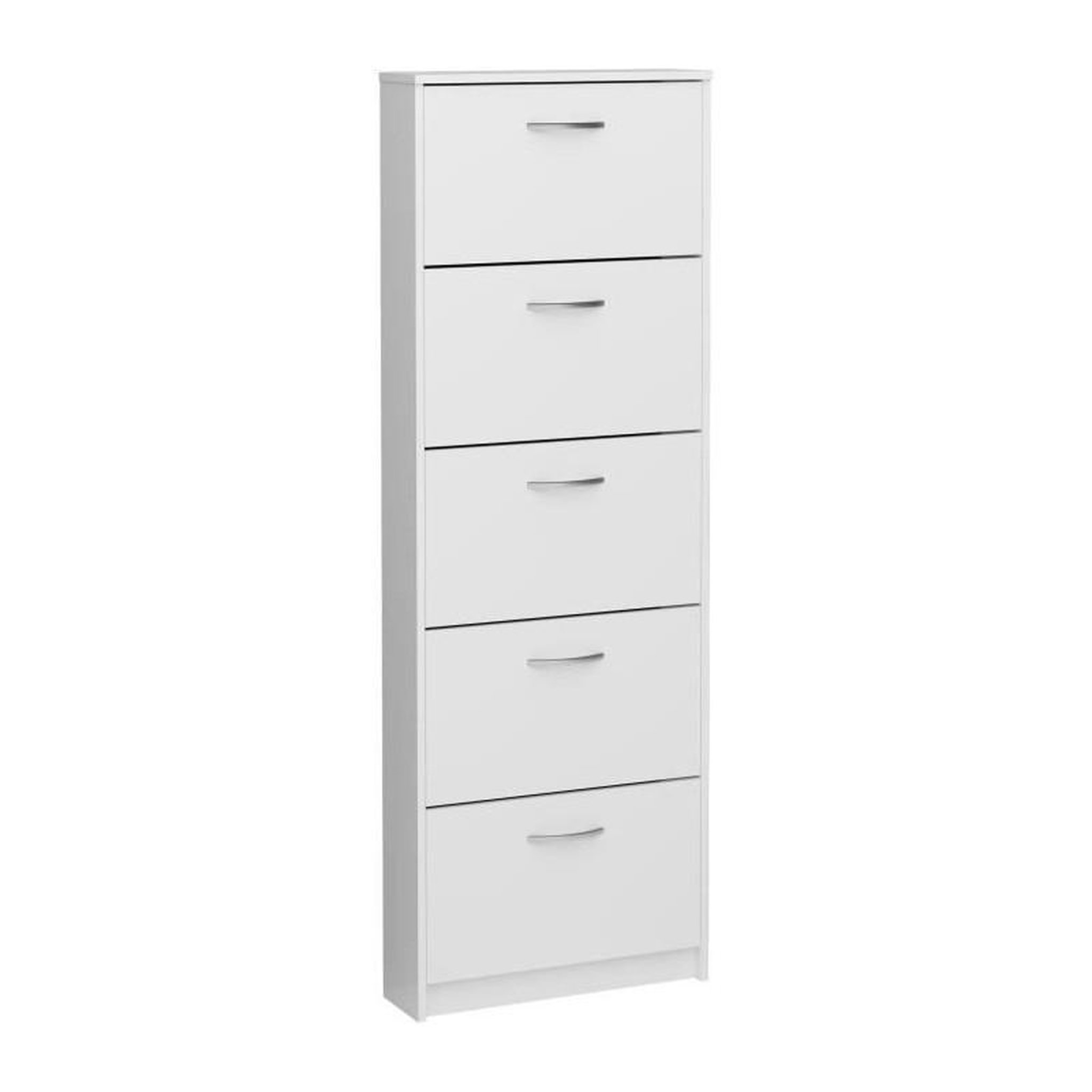 Voir la diapositive 4 : FMD Meuble a chaussures - Décor blanc - 5 Abattants - 10 paires - L58,5 x H168,5 x P17 cm - Fabriqué en Allemagne