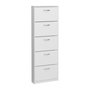 Voir la diapositive 4 : FMD Meuble a chaussures - Décor blanc - 5 Abattants - 10 paires - L58,5 x H168,5 x P17 cm - Fabriqué en Allemagne