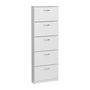 Voir la diapositive 4 : FMD Meuble a chaussures - Décor blanc - 5 Abattants - 10 paires - L58,5 x H168,5 x P17 cm - Fabriqué en Allemagne
