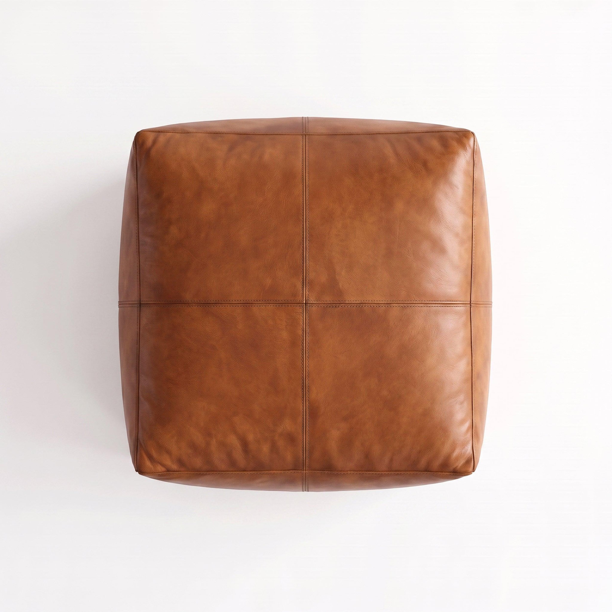 Voir la diapositive 5 : MAISON PAVANE Pouf rectangulaire en cuir de buffle marron-Augustin