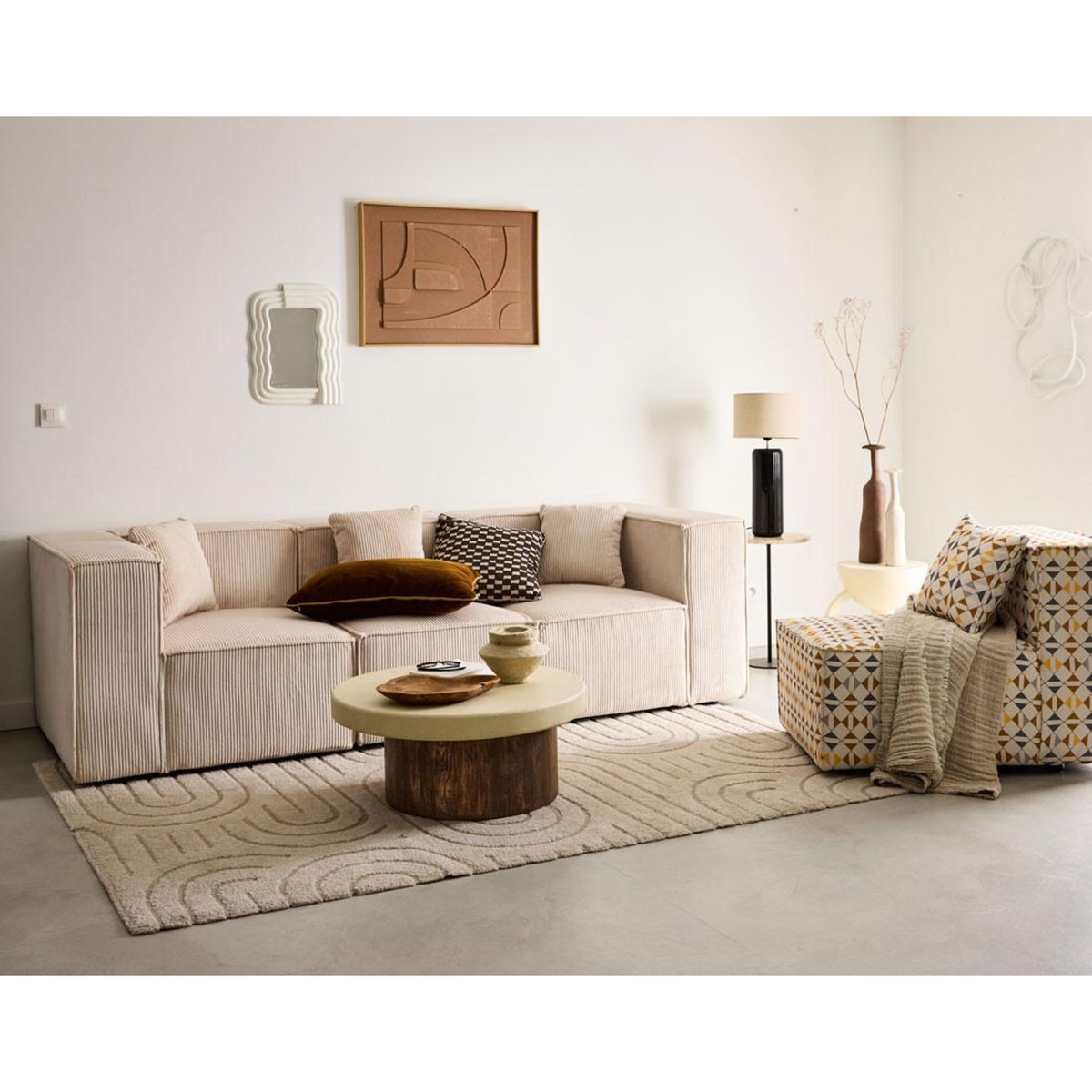 LISA DESIGN Arty - module d'assise sans accoudoirs motif graphique en tissu