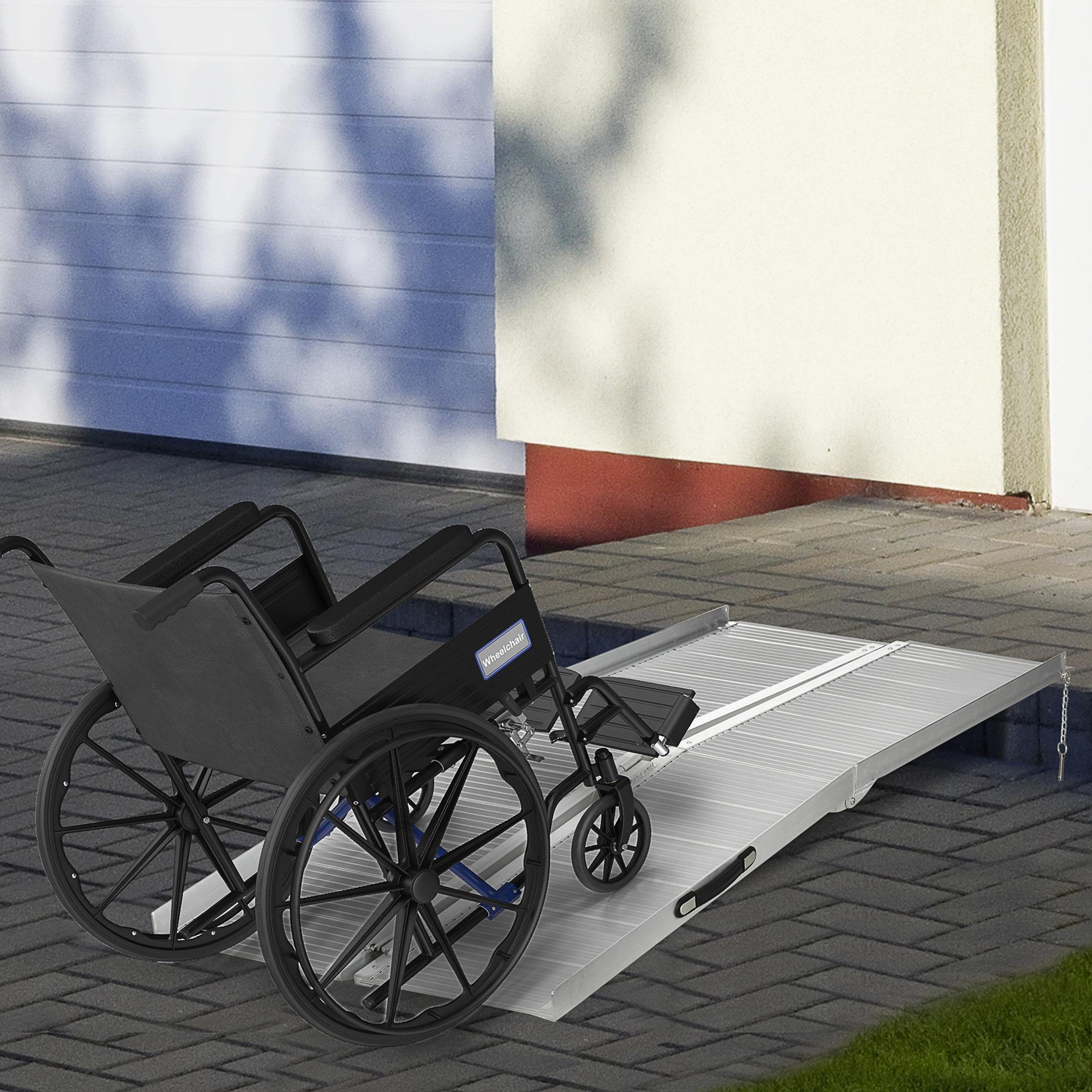 Voir la diapositive 2 : HOMCOM Rampe de fauteuil roulant rampe de chargement antidérapante pliable avec bordures de sécurité max. 270 kg alu