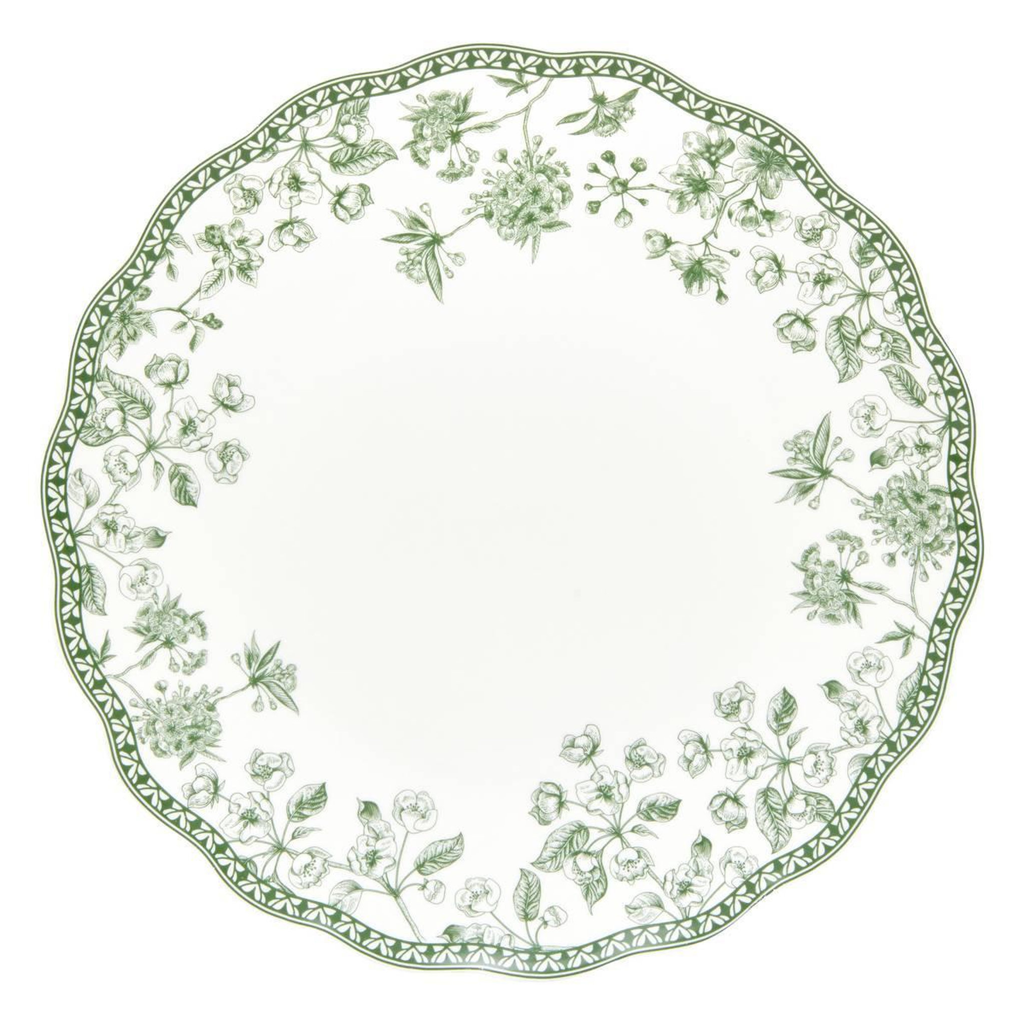 Voir la diapositive 2 : SECRET DE GOURMET Lot de 6 assiettes plates  lisière  27cm vert