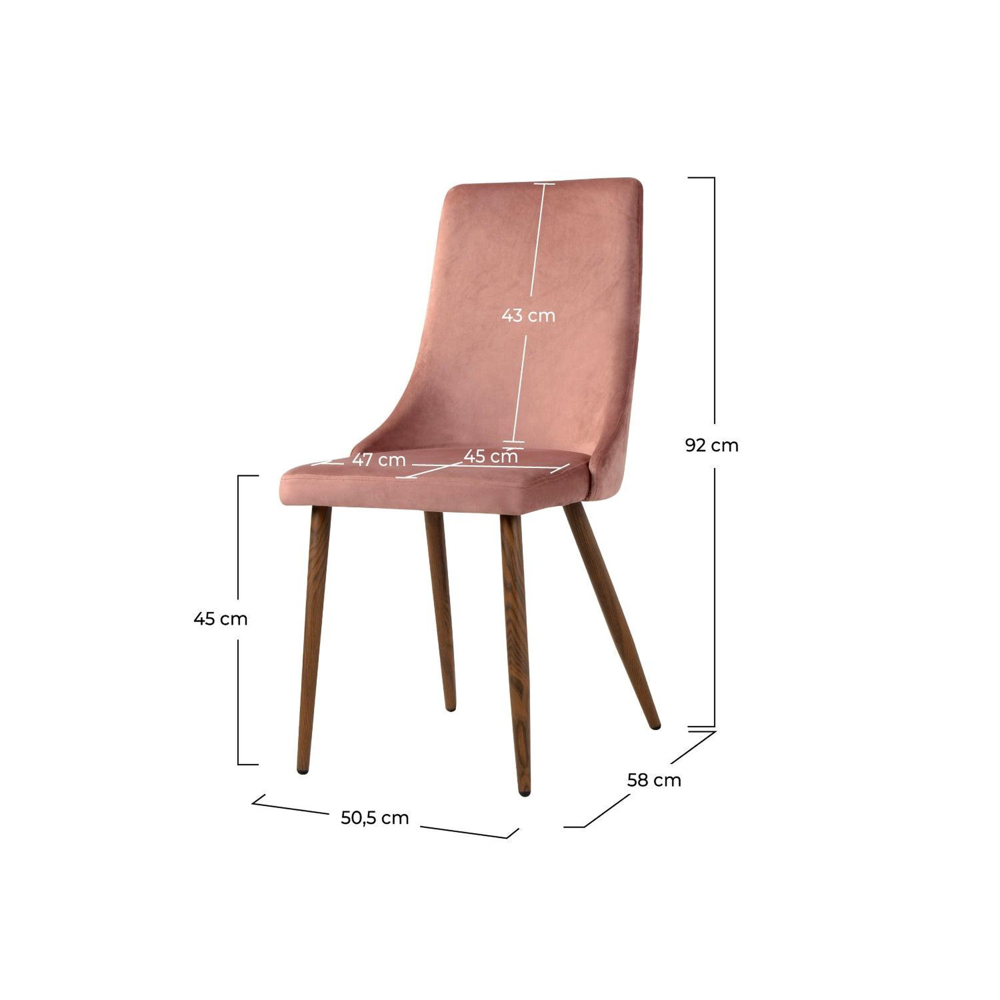 Voir la diapositive 4 : MAISON PAVANE Lot de 2 chaises en velours rose-vinni