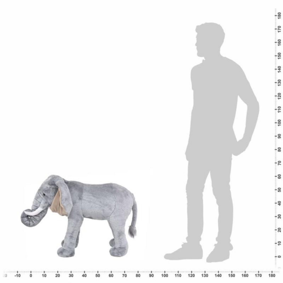 VIDAXL Jouet en peluche Éléphant Gris XXL
