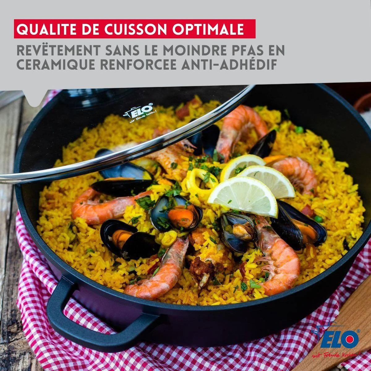 ELO Set de 3 faitouts 16 cm 20 cm et 24 cm sans PFAS avec couvercles en verre Elo Alucast