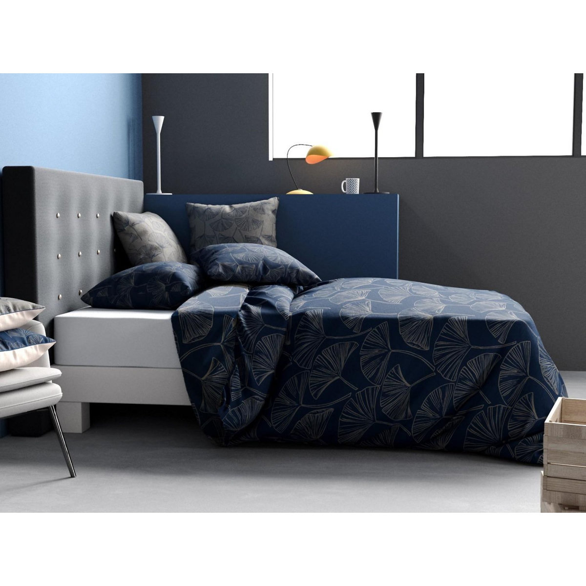 ATELIER DU COTON Parure housse de couette 100% coton 57fils edo