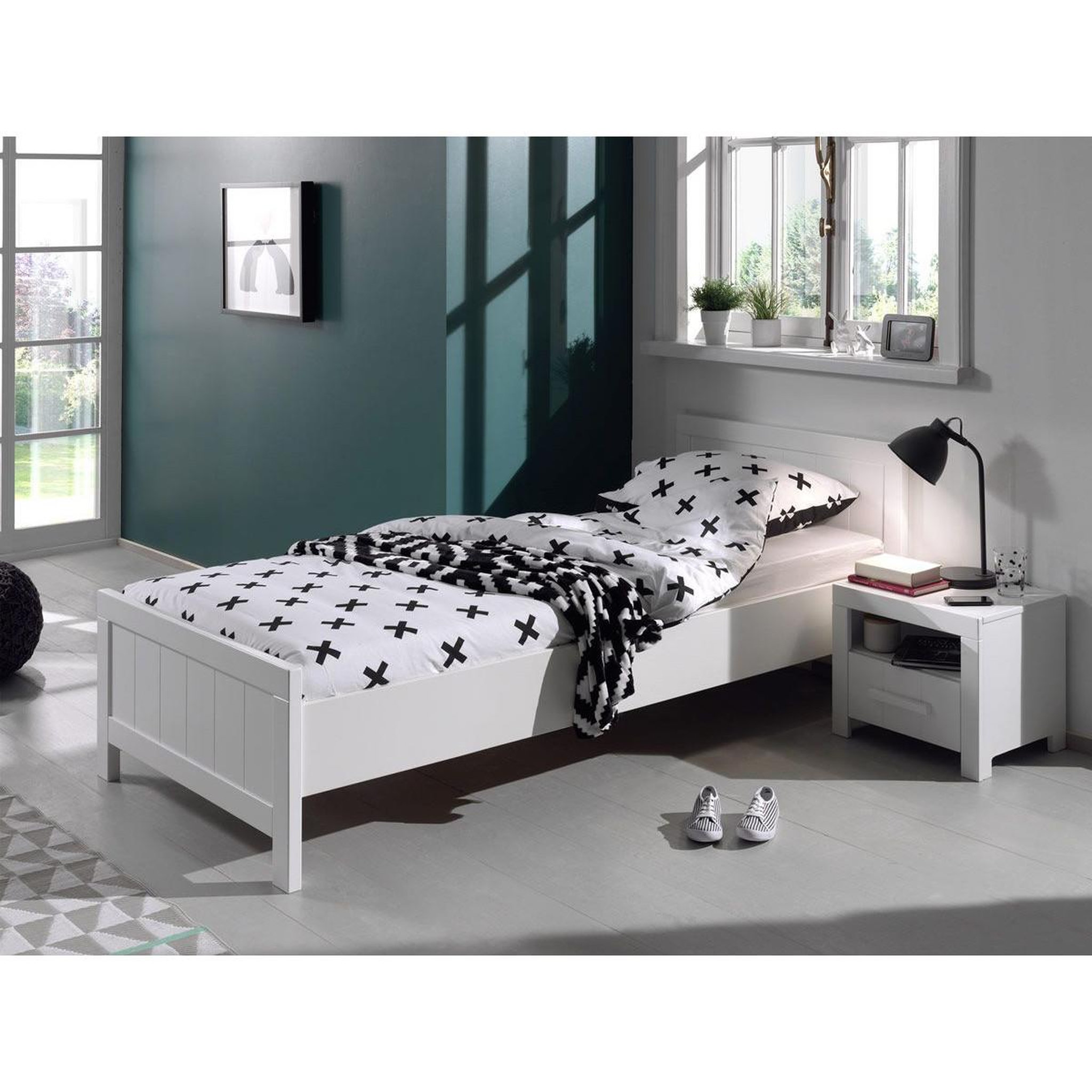Paris Prix Pack - lit enfant & chevet  erik  90x200cm blanc