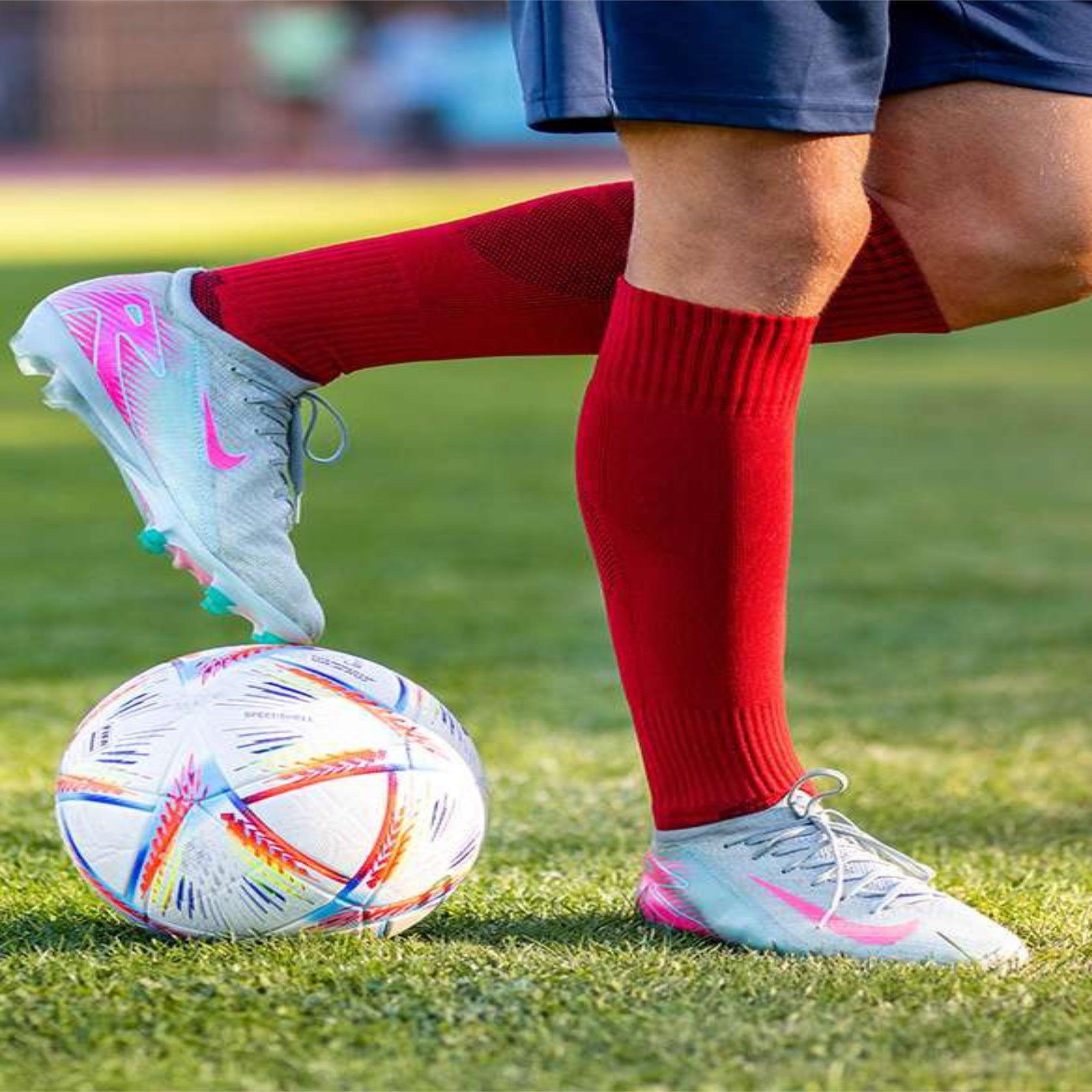 Voir la diapositive 2 : TRY TO FLY Chaussettes de football haut-mollet - rouge