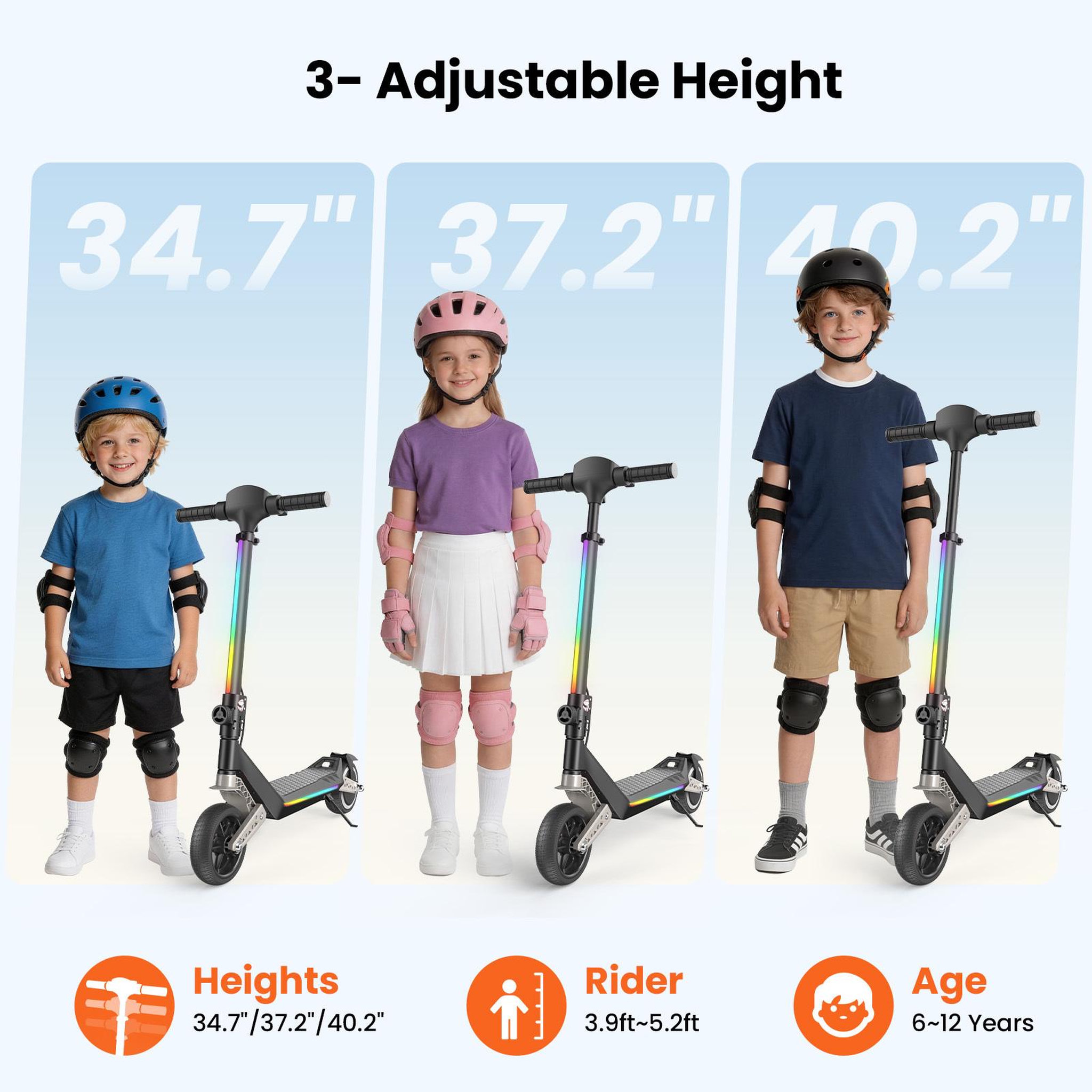 Voir la diapositive 3 : ISCOOTER Trottinette électrique pour enfants iScooter K6, écran LED, hauteur réglable, haut-parleur Bluetooth, pliable