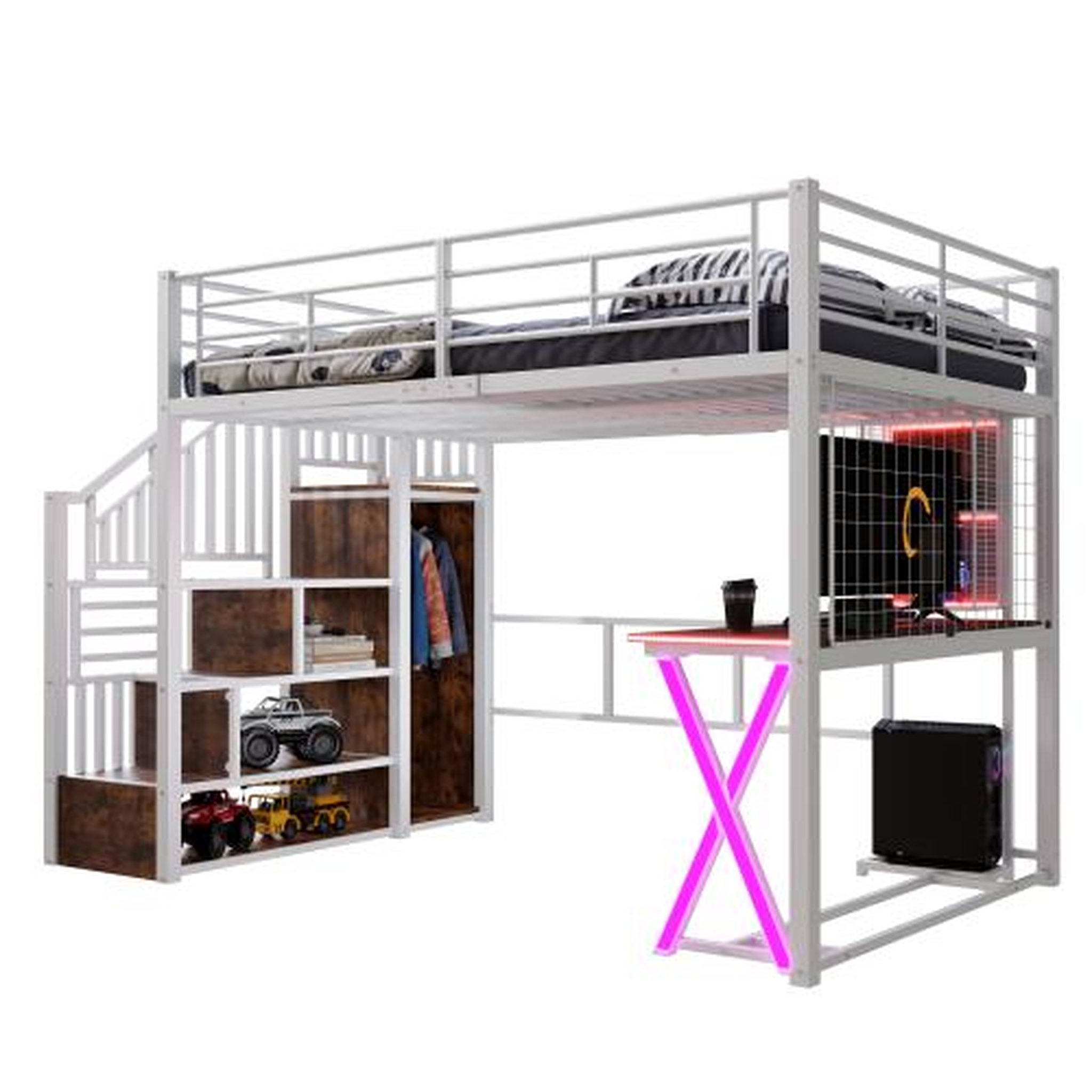 MERAX Lit mezzanine. Coloris disponibles : Blanc, Noir