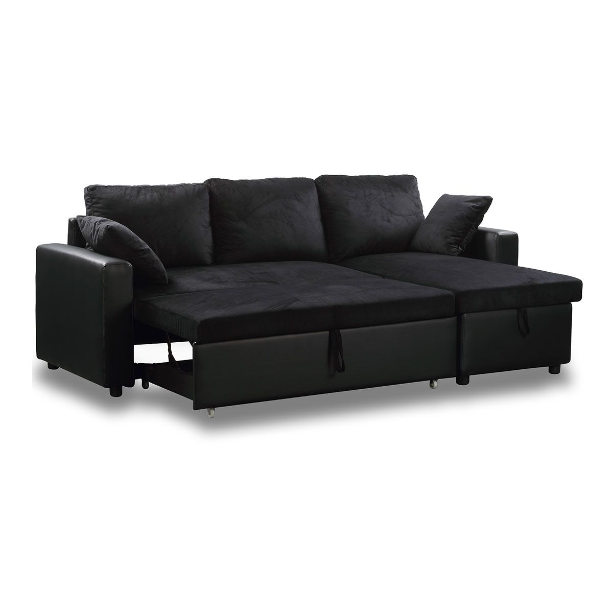  Canapé d'angle 3 places réversible et convertible MATHILDE coloris noir 