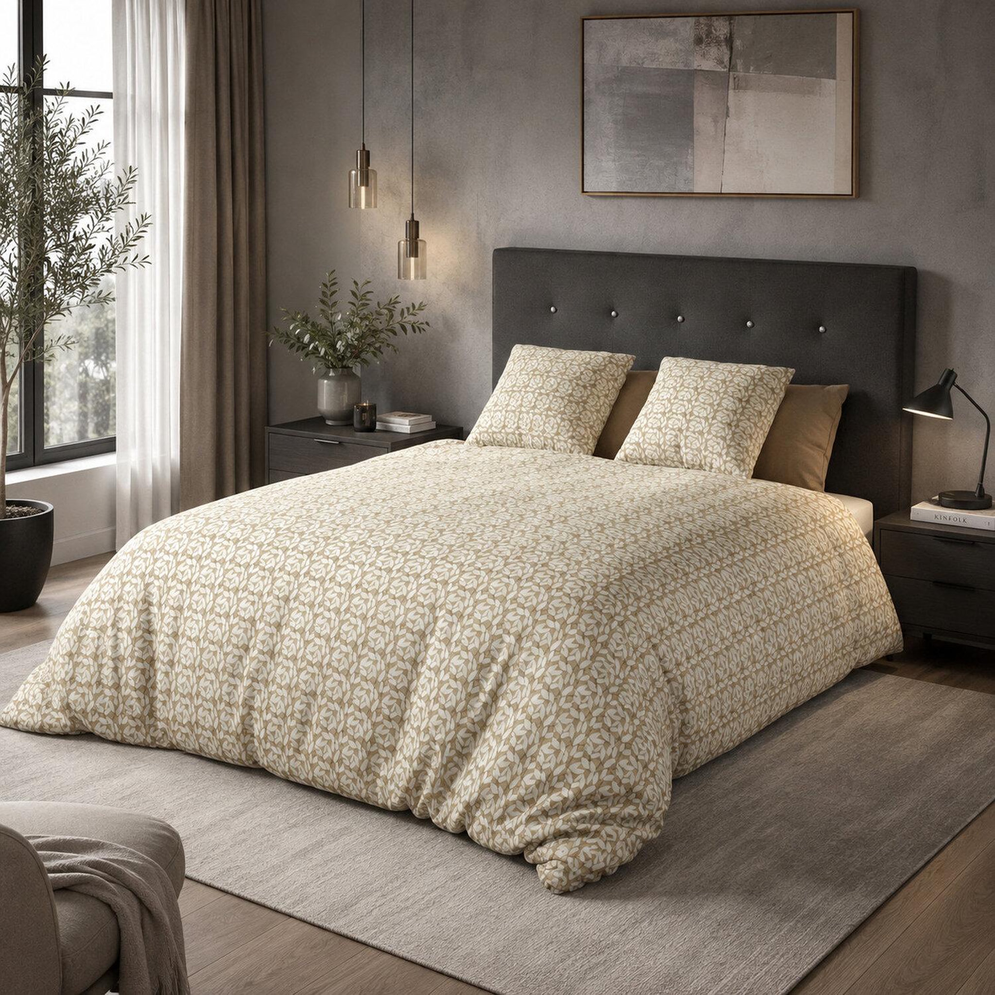 Voir la diapositive 3 : Les Ateliers du Linge Parure housse de couette 100%polyester 60gsm, carmel