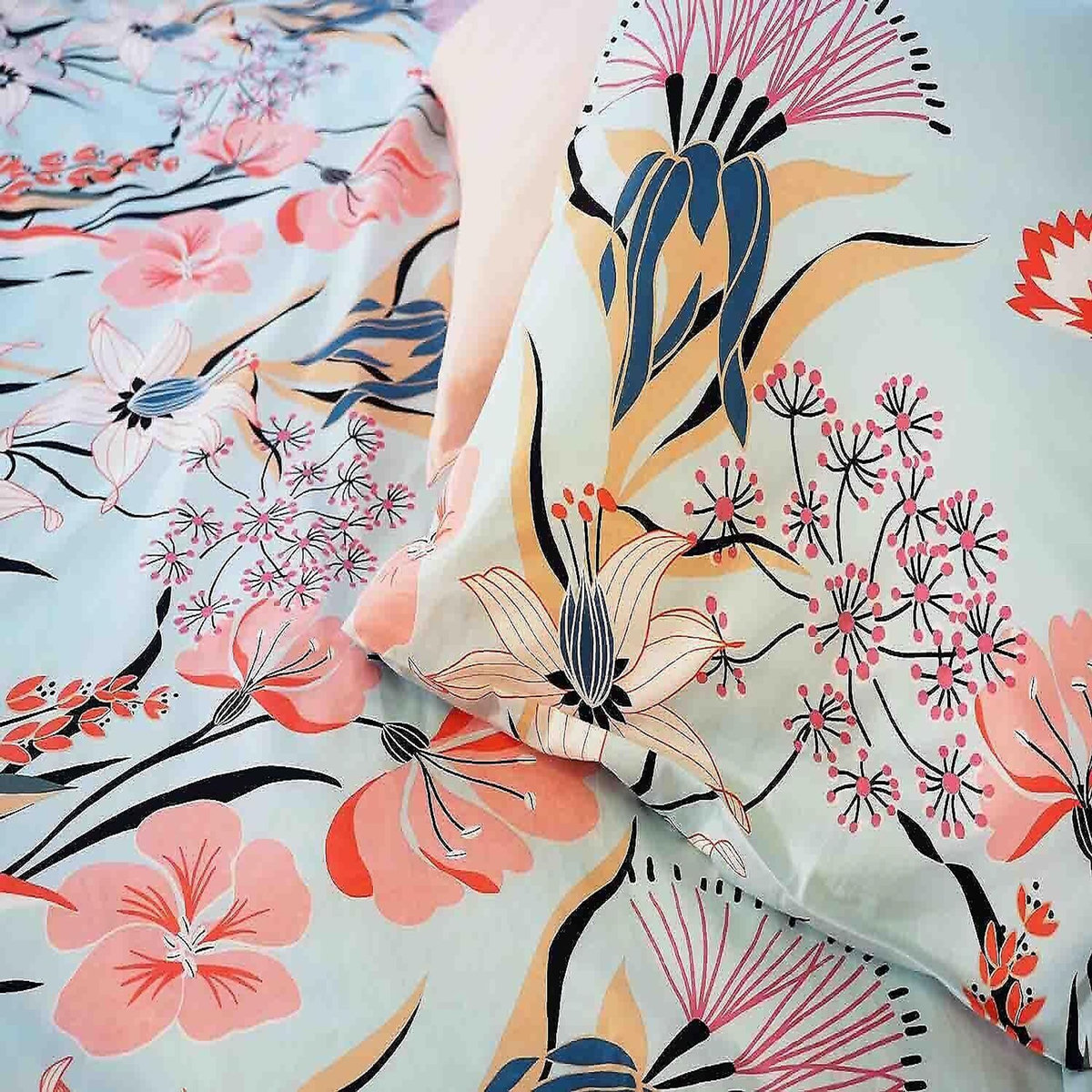 Home collection Parure housse de couette 100% satin de coton bio 78fils paya