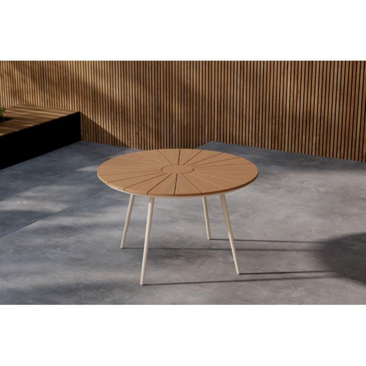 Paris Prix Table de Jardin Design  San Vito  120cm Beige & Naturel
