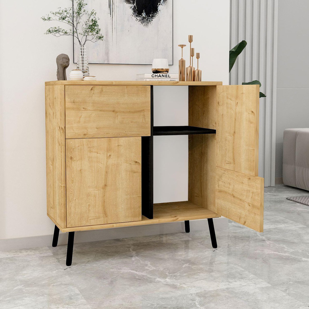 Habitat et Jardin Buffet en bois  Darien  - 76 x 35 x 79 cm - Beige