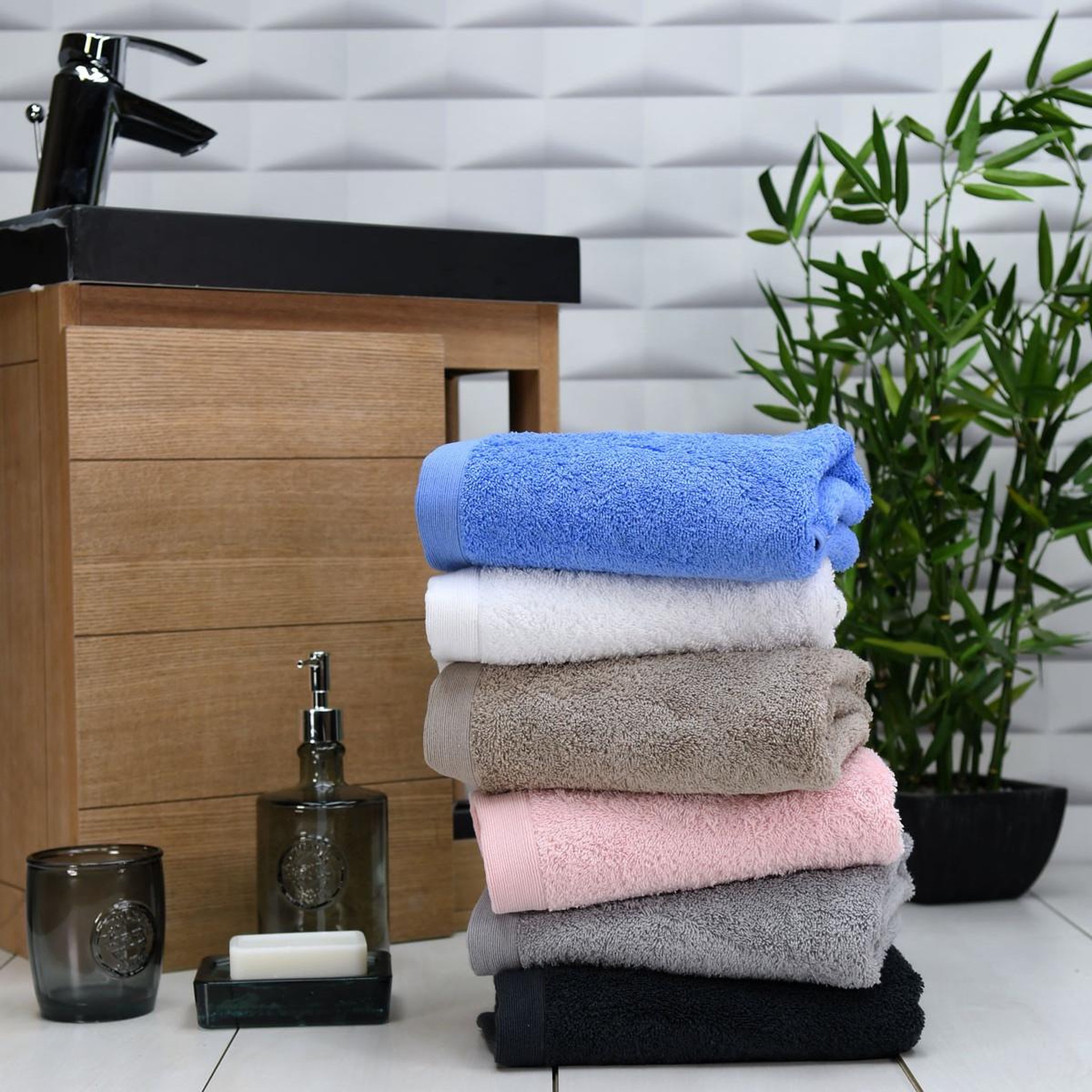 Voir la diapositive 4 : Sensei Maison Lot de 2 serviettes de toilette 500 g/m² STUDIO - 50x90 cm