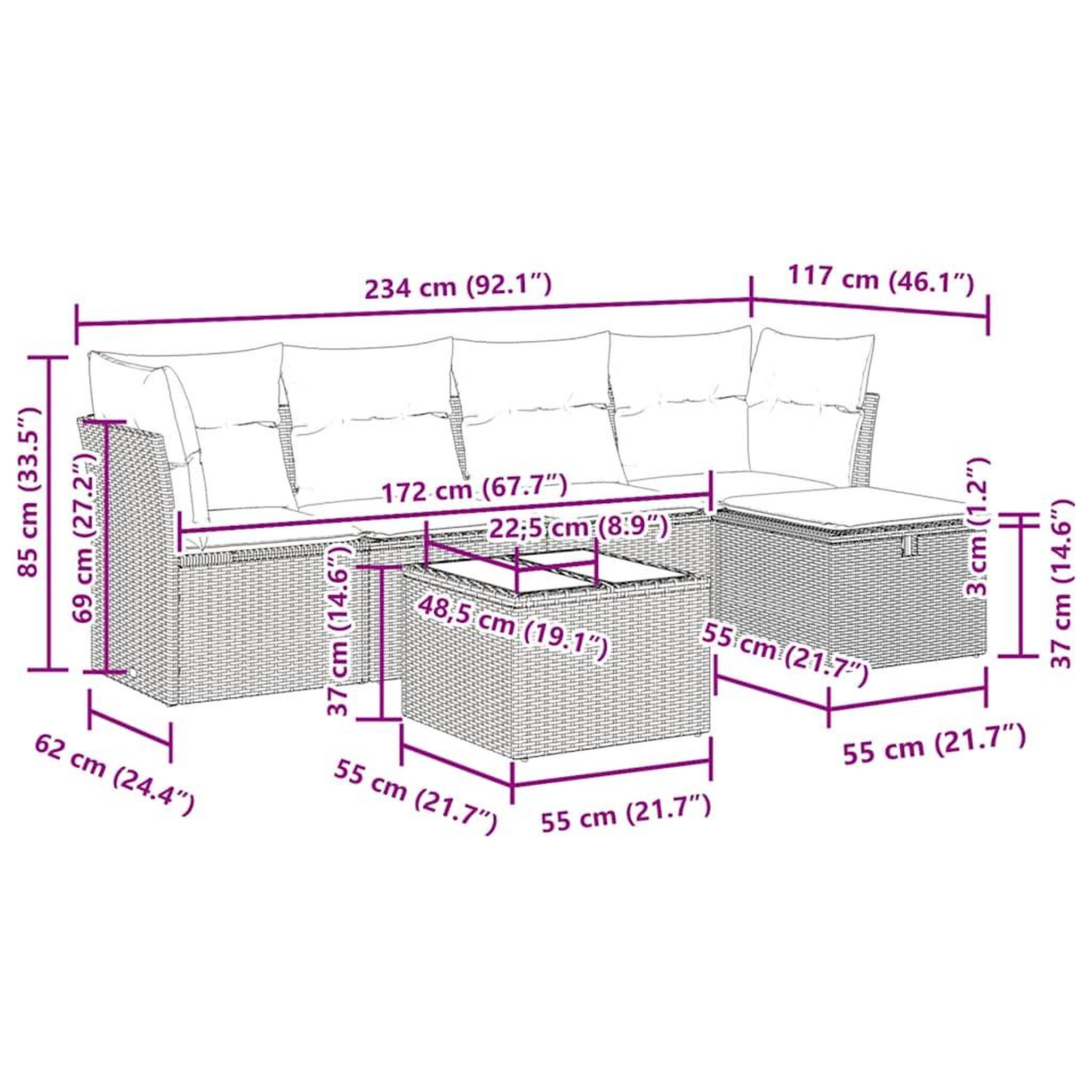 Voir la diapositive 6 : VIDAXL Salon de jardin 6 pcs avec coussins gris clair resine tressee