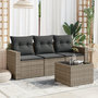Voir la diapositive 1 : VIDAXL Salon de jardin 4 pcs avec coussins gris resine tressee