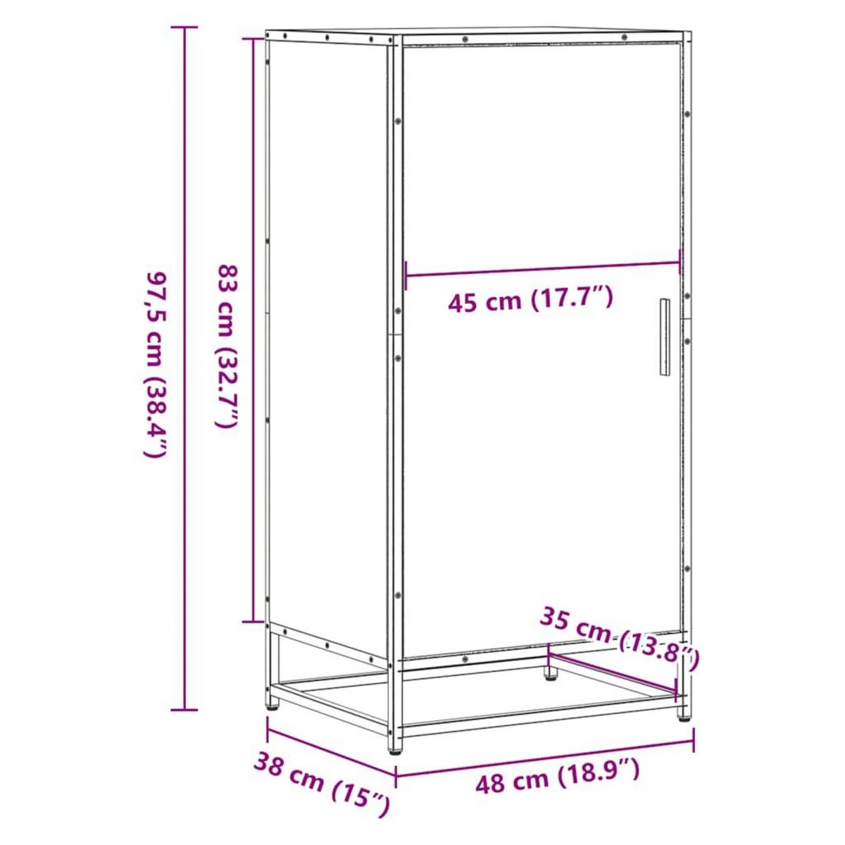 VIDAXL Etagere a chaussures sonoma gris 48x38x97,5 cm bois ingenierie