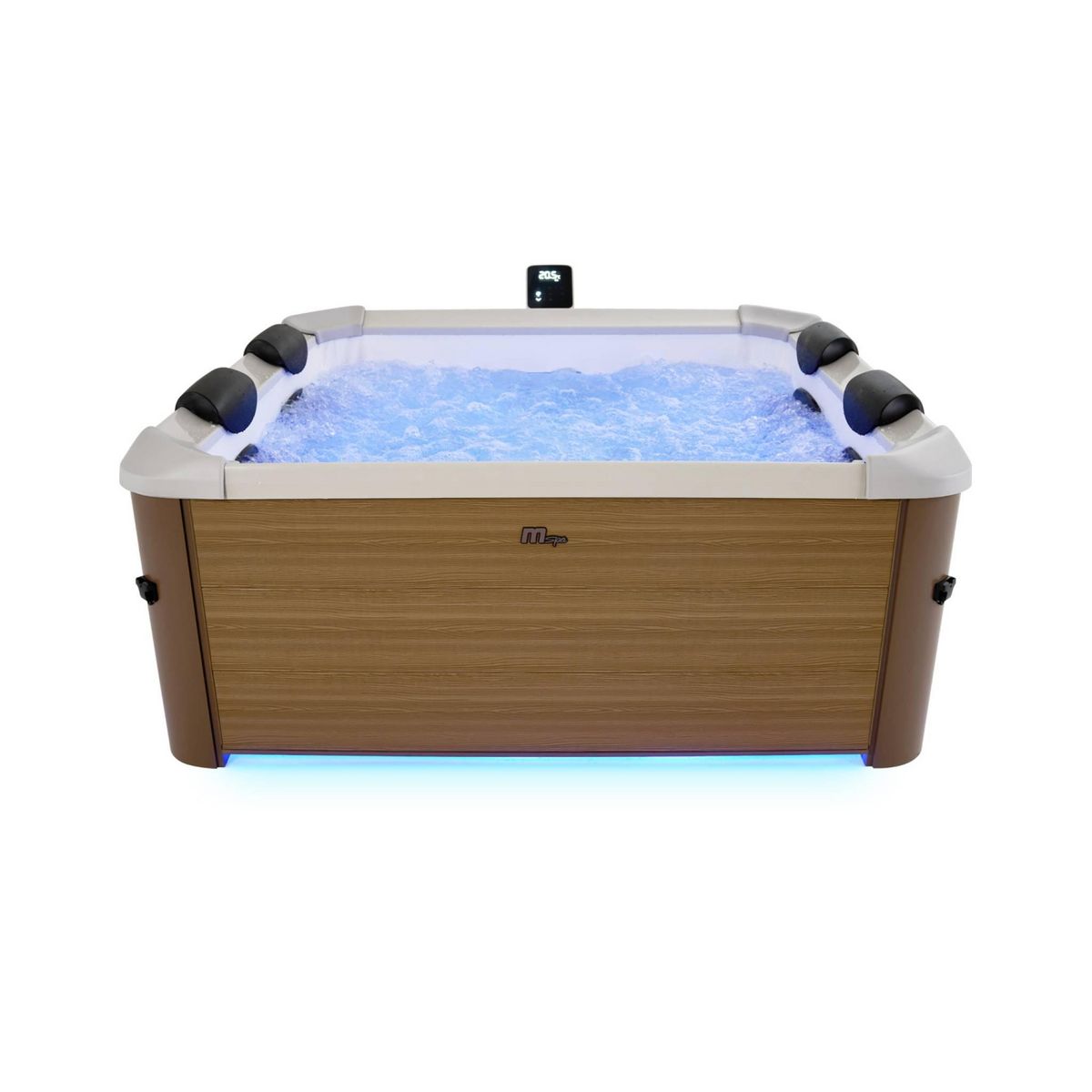 MSpa Spa rigide 6 places hydromassages. 4 coussins avec housse de protection. OSLO AMBER. beige. L 160 x P 160 x H 65 cm