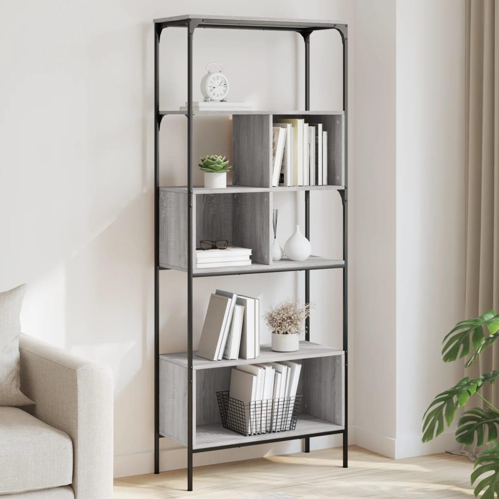 VIDAXL Bibliotheque 5 niveaux sonoma gris 76x33x188,5 cm