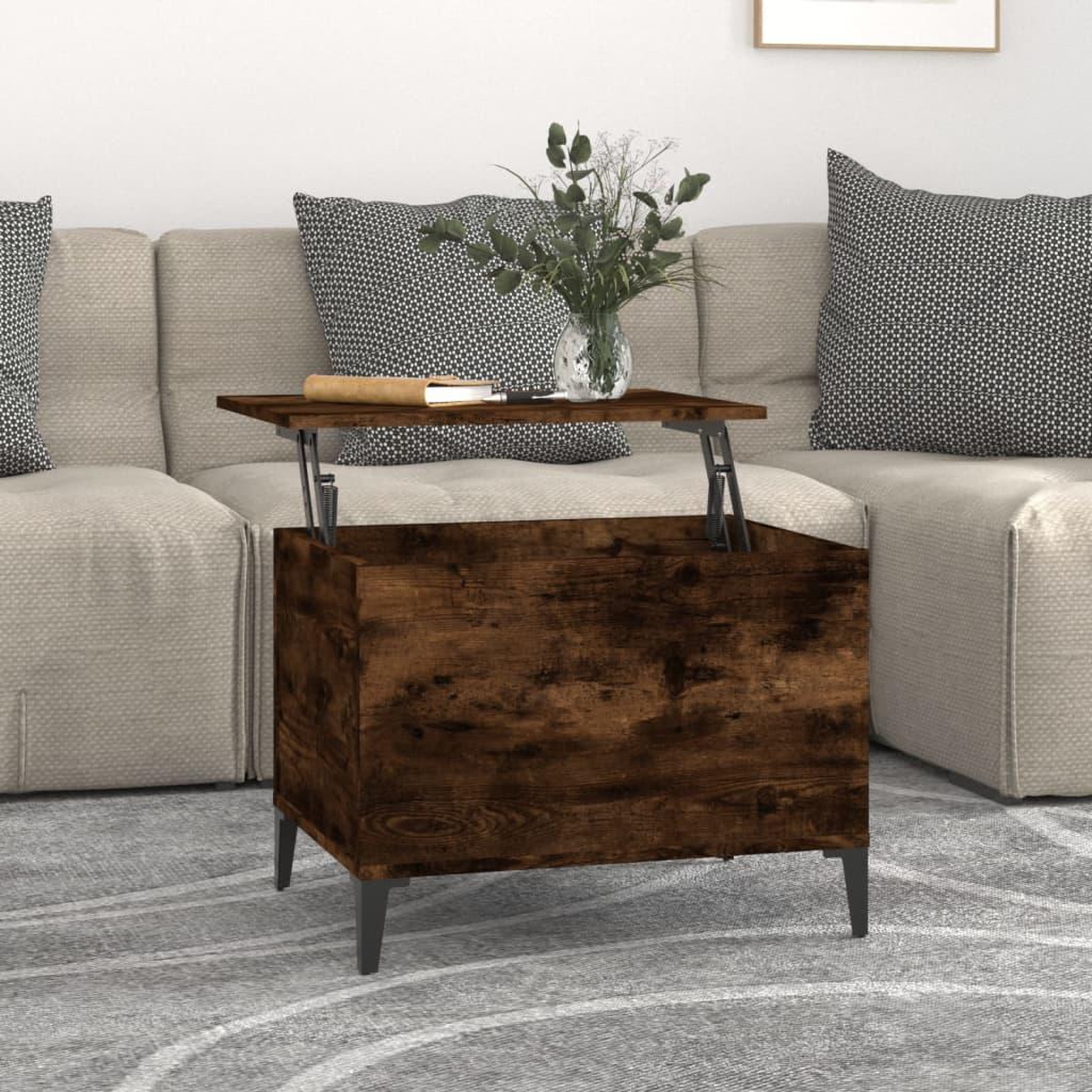 Voir la diapositive 1 : VIDAXL Table basse Chene fume 60x44,5x45 cm Bois d'ingenierie