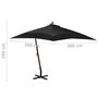 Voir la diapositive 6 : VIDAXL Parasol de jardin suspendu avec mat noir bois de sapin massif