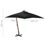 Voir la diapositive 6 : VIDAXL Parasol de jardin suspendu avec mat noir bois de sapin massif