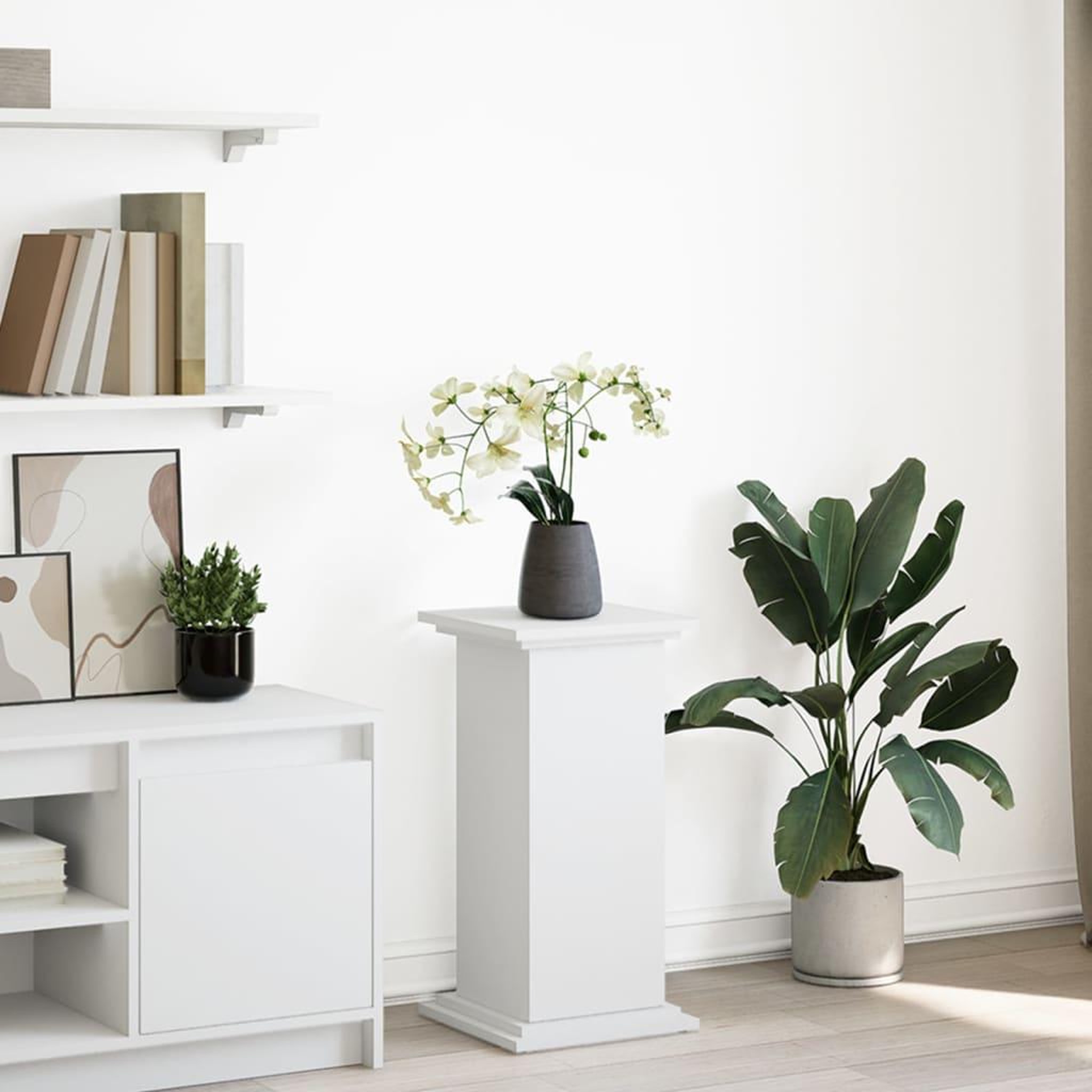 VIDAXL Piedestal avec rangement blanc 31x30x60 cm bois d'ingenierie